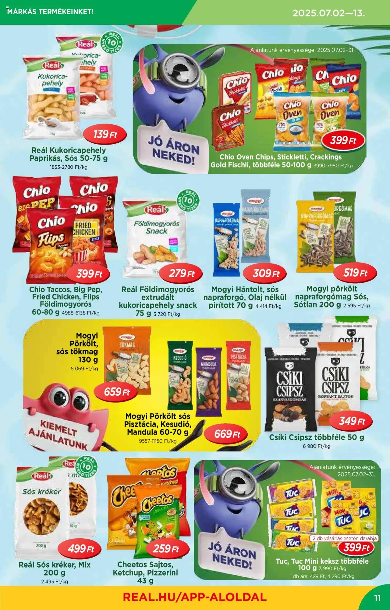 Reál akciós ujság - amely érvényes a következő dátumtól: 02.07.2025 | Oldal: 11 | Termékek: Chips, Cheetos, Csipsz, Ketchup