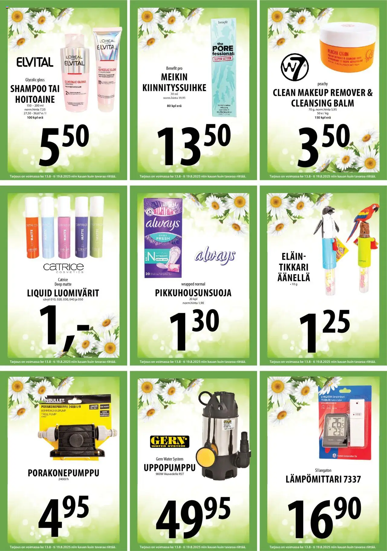  | Sivu: 18 | Tuotteet: Lämpömittari, Shampoo, Hoitoaine