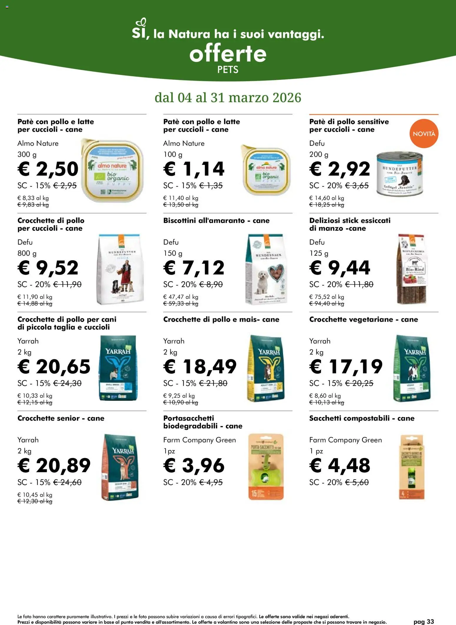 Volantino Natura Sì del 04.03.2026 | Pagina: 33 | Prodotti: Paté, Pollo, Latte, Crocchette