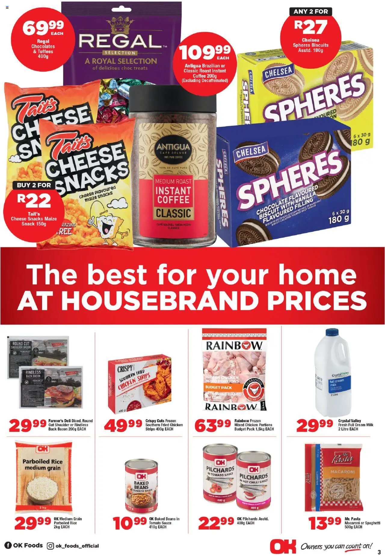 OK Foods Western Cape - Specials │ valid from 13.08.2025 | Page: 3 | Products: Milk, Tomato sauce, Cream, Estuche organizador de viaje
