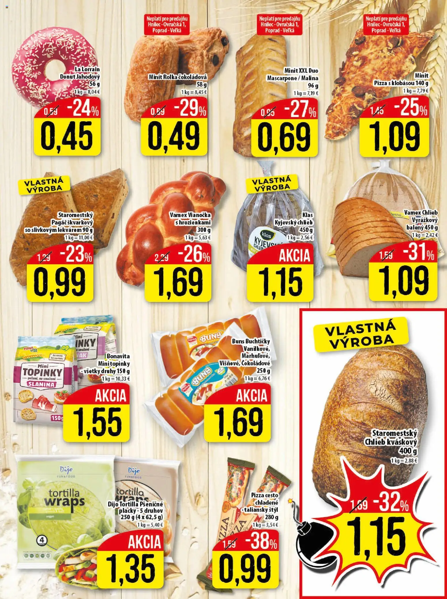 Nové Klas akcie – leták je platný od 23.03.2026 | Strana: 7 | Produkty: Chlieb, Tortilla, Slanina, Mascarpone