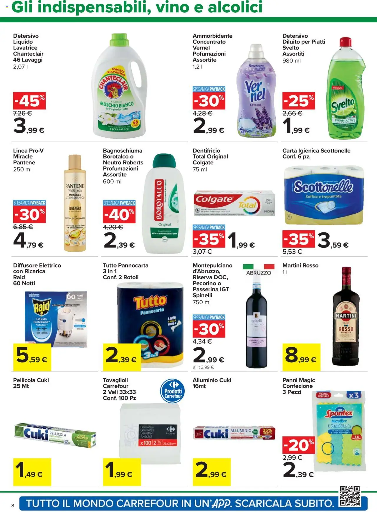 Volantino Carrefour del 21.08.2025 | Pagina: 8 | Prodotti: Vino, Lavatrice, Pellicola, Pecorino