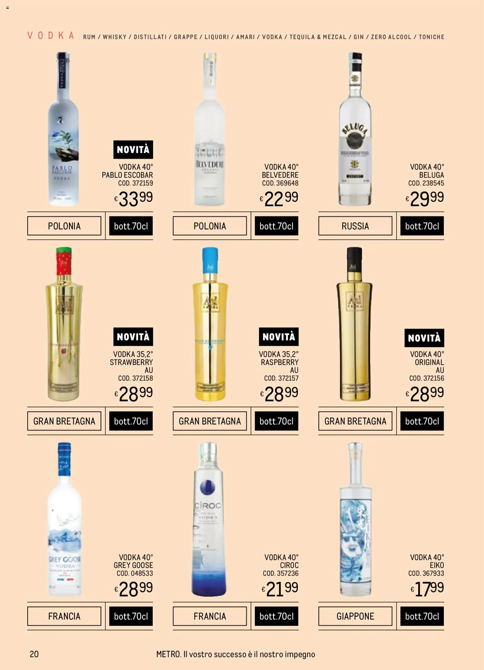 Volantino Metro del 06.11.2025 | Pagina: 20 | Prodotti: Gin, Vodka, Whisky, Tequila