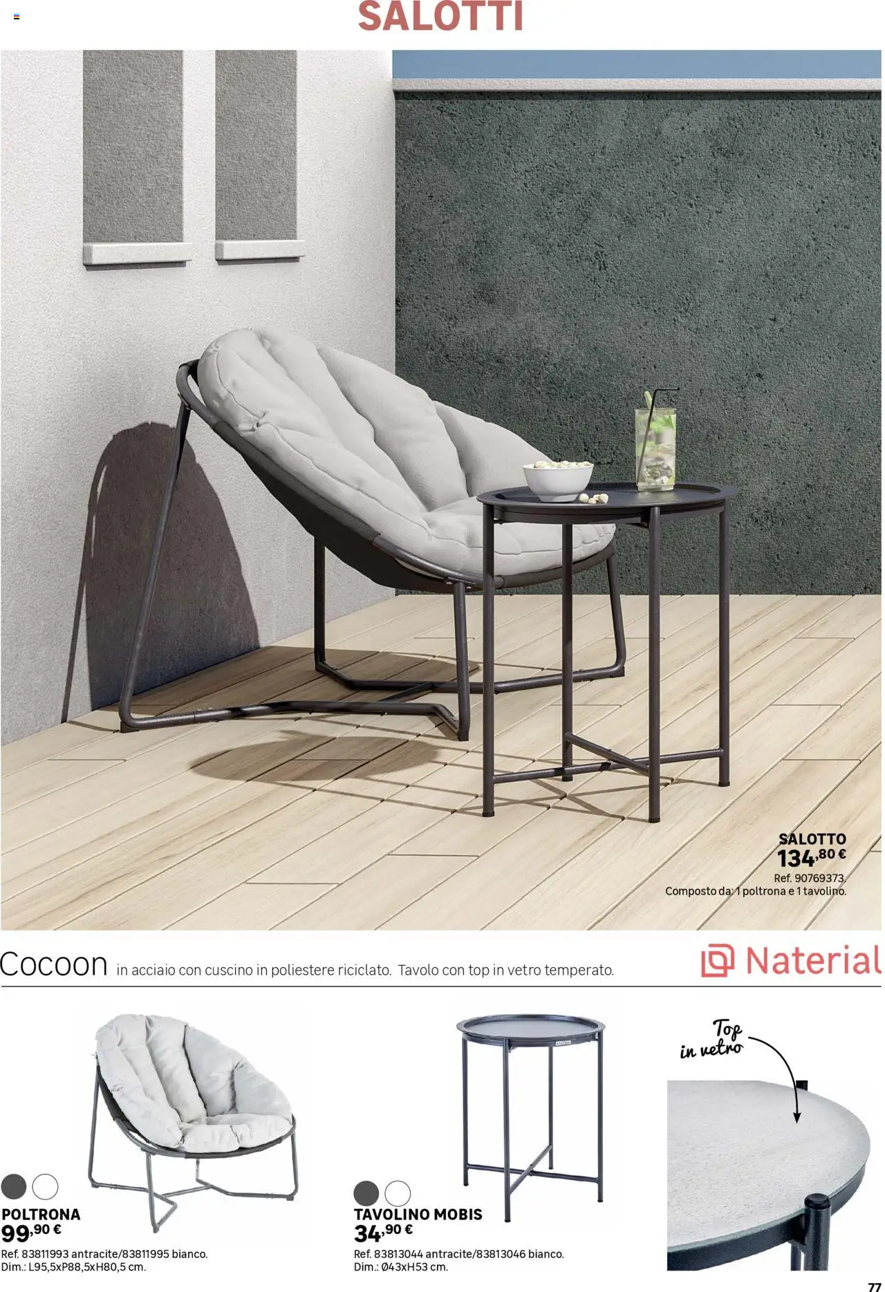 Volantino Leroy Merlin del 02.06.2025 | Pagina: 77 | Prodotti: Tavolino, Top, Cuscino, Poltrona