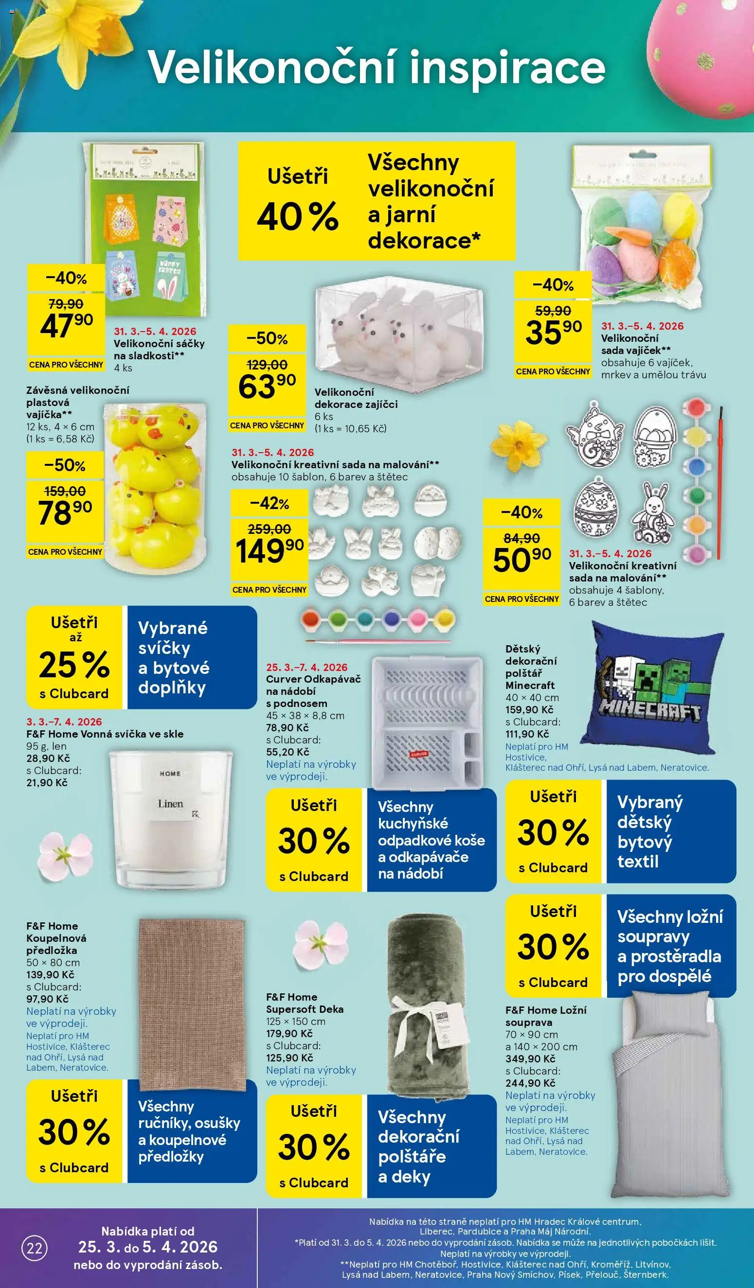 Tesco leták - Hypermarket od 31.03.2026 | Strana: 22 | Produkty: Vajíčka, Polštáře, Odpadkové koše, Polštář