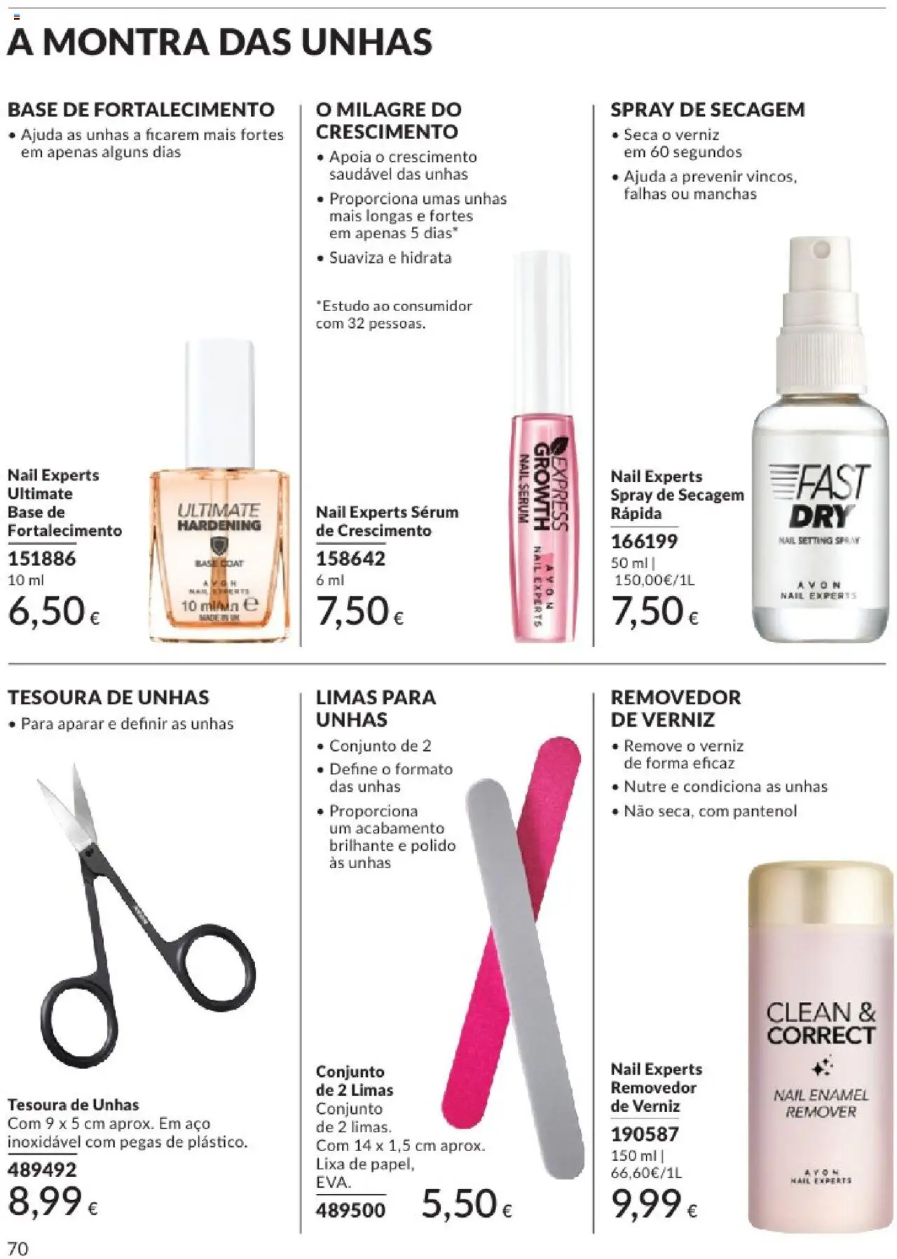 Catálogo Avon Campanha 8 │ válido de 01.08.2025 | Página: 70 | Produtos: Lixa, Base, Sérum, Verniz
