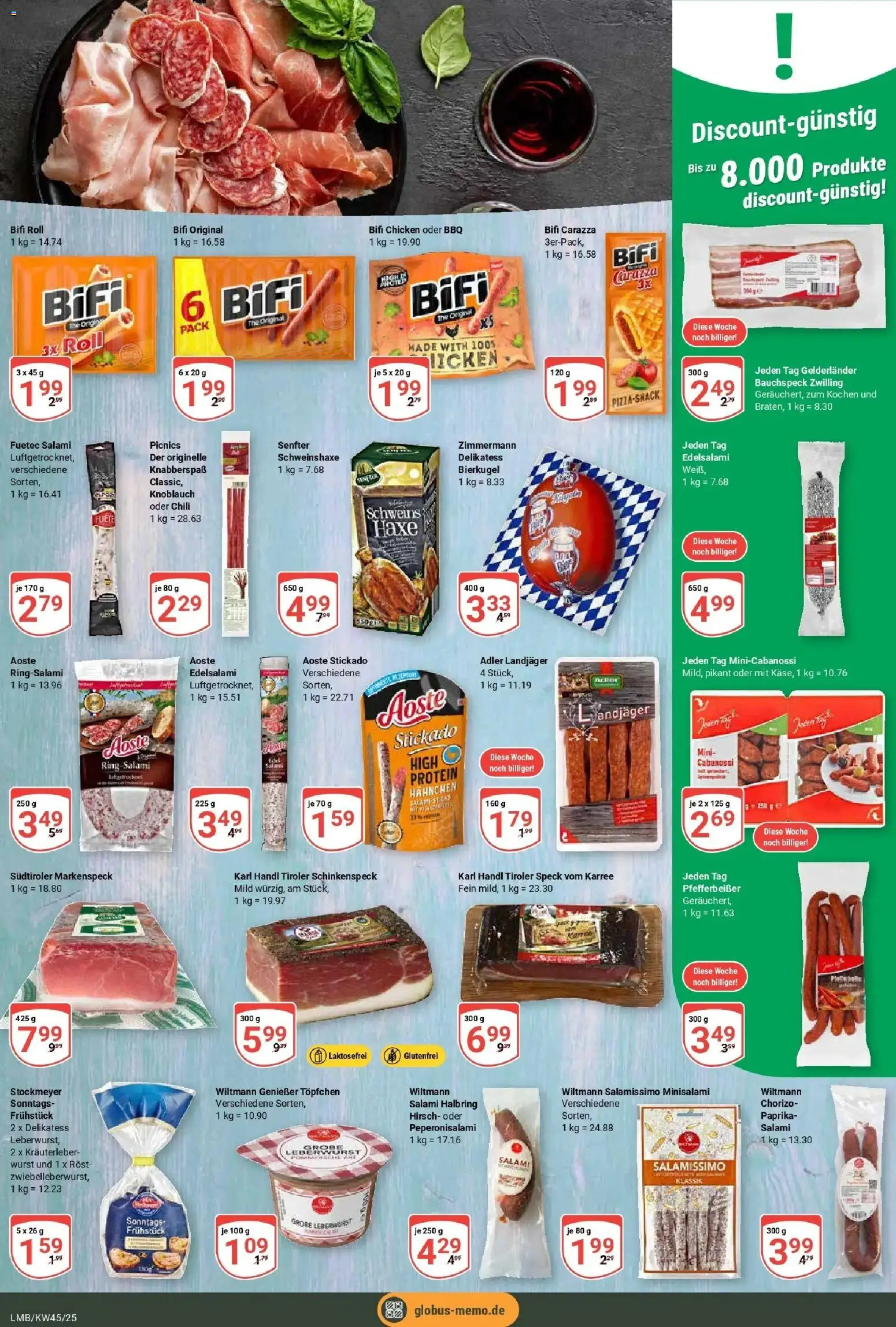Globus prospekt Limburg	 – gültig ab 02.11.2025 | Seite: 14 | Produkte: Bifi, Wurst, Chili, Salami