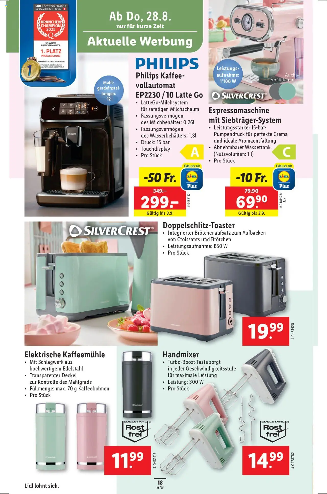 Lidl Aktionen ab 28.08.2025 | Seite: 20 | Produkte: Kaffee, Philips