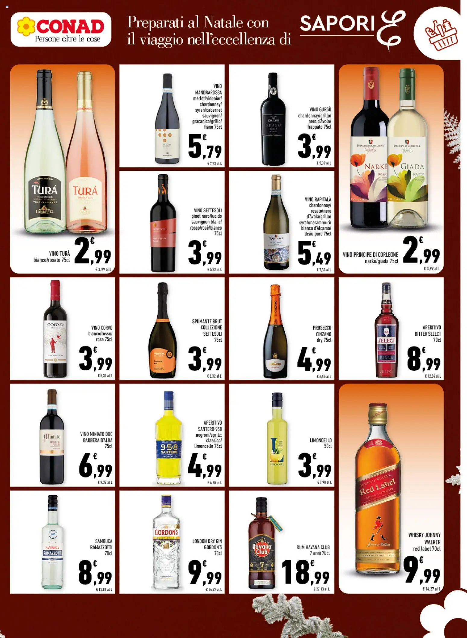 Volantino Conad del 01.12.2025 | Pagina: 5 | Prodotti: Prosecco, Whisky, Rum, Spumante