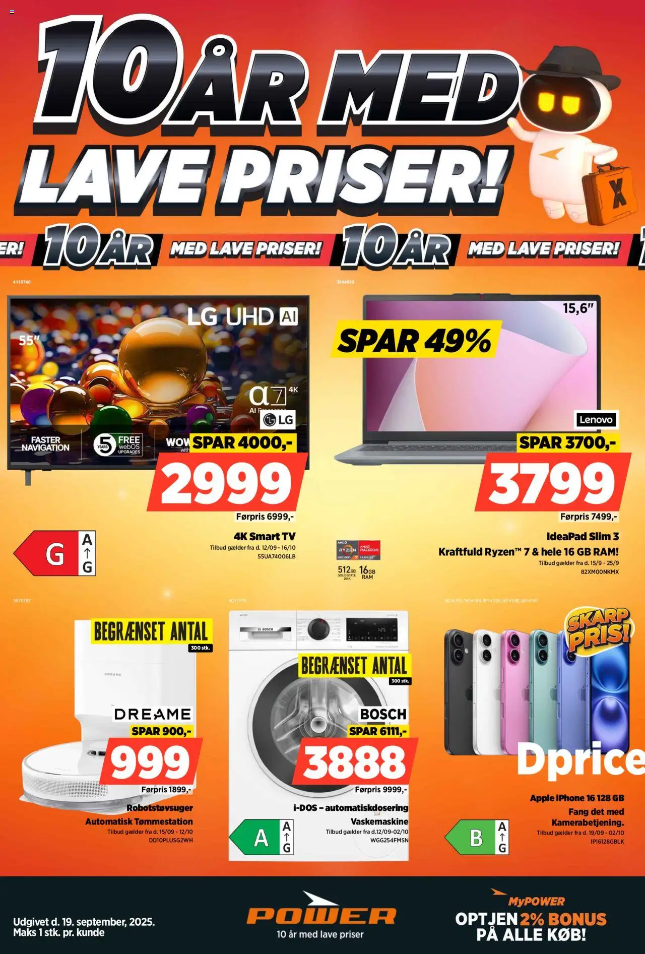 Power tilbudsavis – gyldig fra 19.09.2025 | Side: 1 | Produkter: Robotstøvsuger, Smart TV, TV, Navigation
