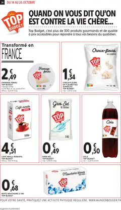 Intermarché - Prévisualisation de FROMAGE FONDU TOP BUDGET, fromage fondu à 21% Mat. Gr sur produit fini 400 g valide à partir de 14.10.2025 | Page: 34