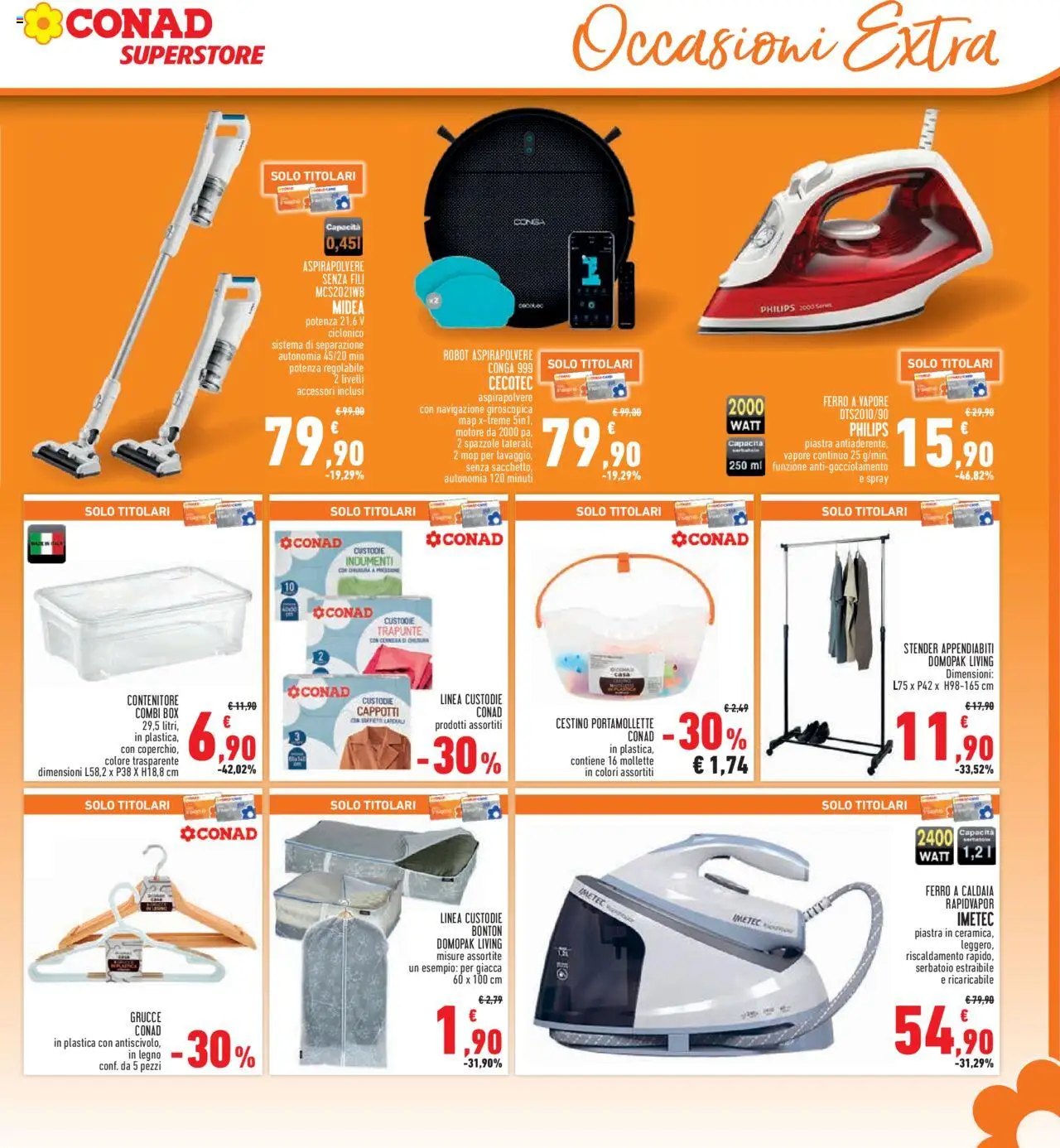Volantino Conad del 09.10.2025 | Pagina: 27 | Prodotti: Robot aspirapolvere, Contenitore, Aspirapolvere, Appendiabiti