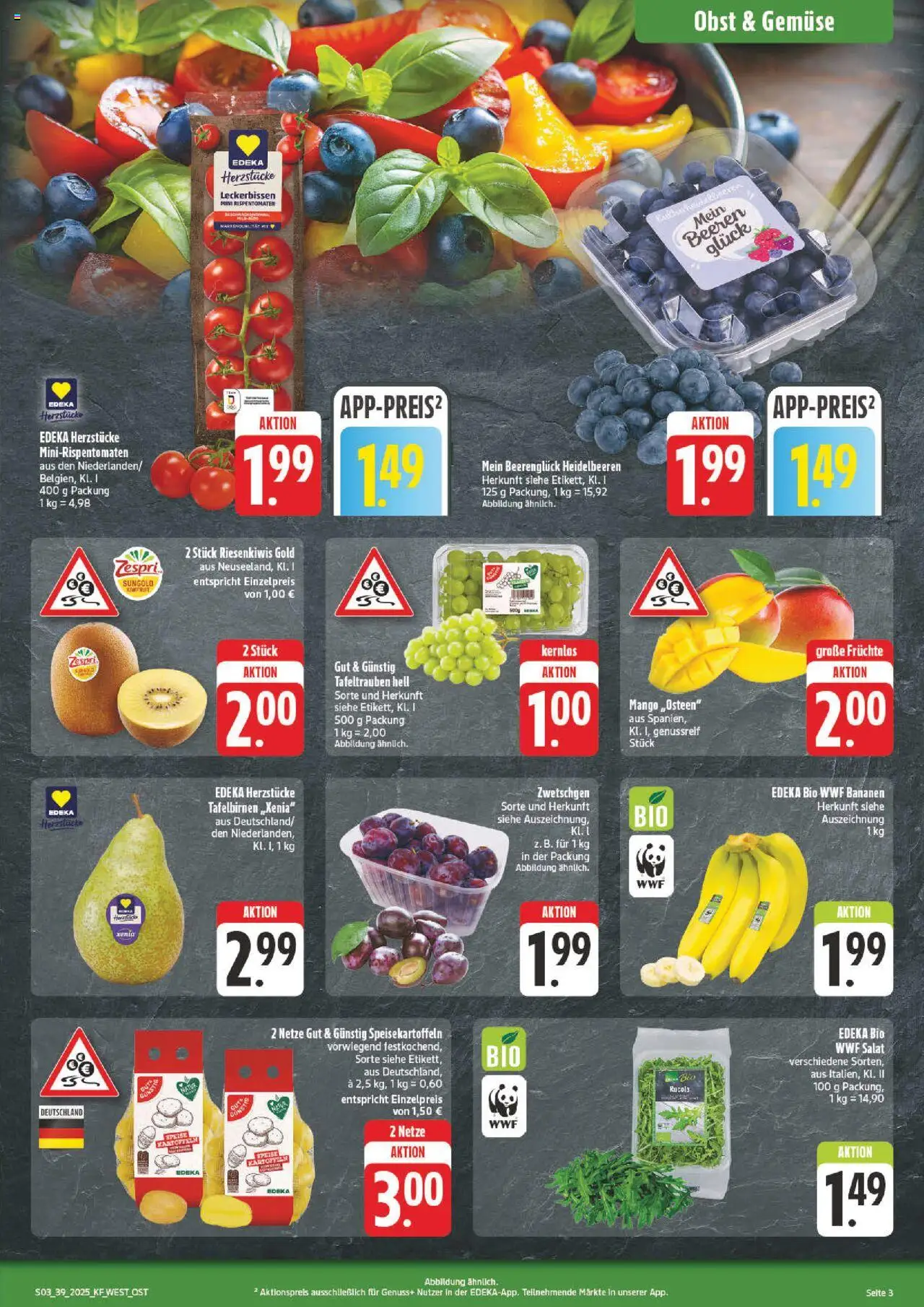 nah & gut Prospekt 	 – gültig ab 22.09.2025 | Seite: 3 | Produkte: Rucola, Heidelbeeren, Mango, Salat