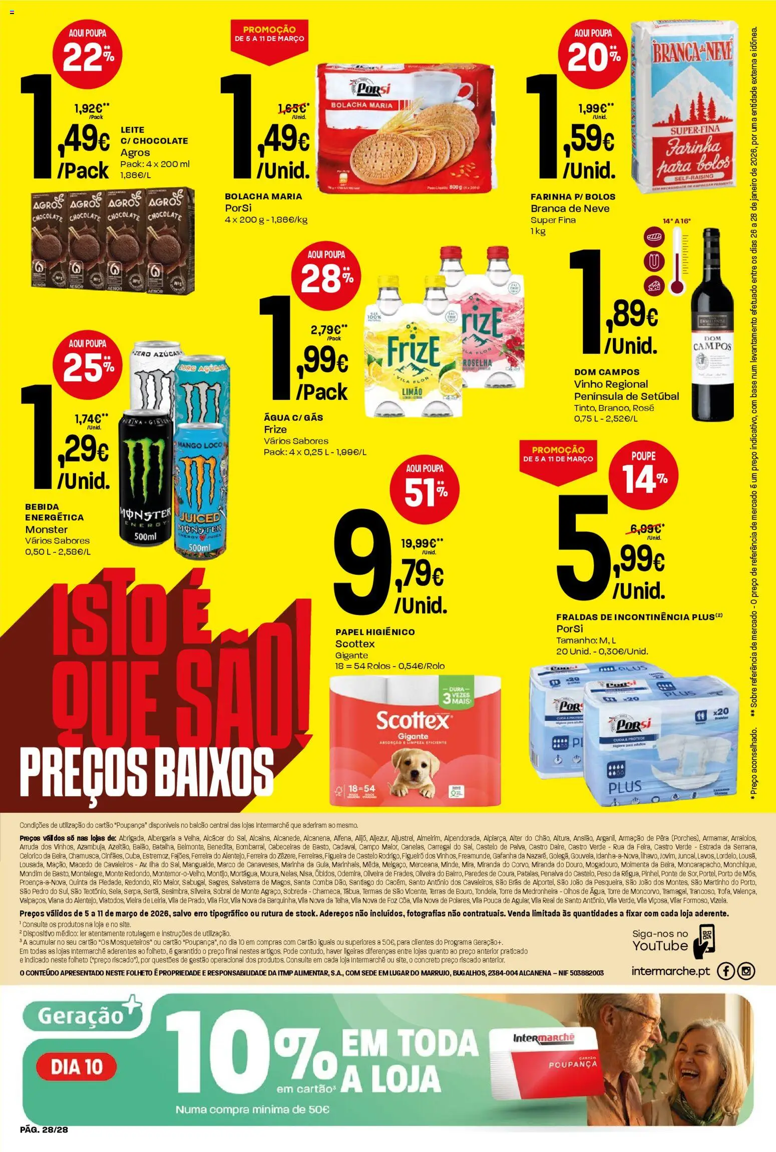 Intermarché Folheto Contact │ válido de 05.03.2026 | Página: 28 | Produtos: Agua, Leite, Vinho, Bebida