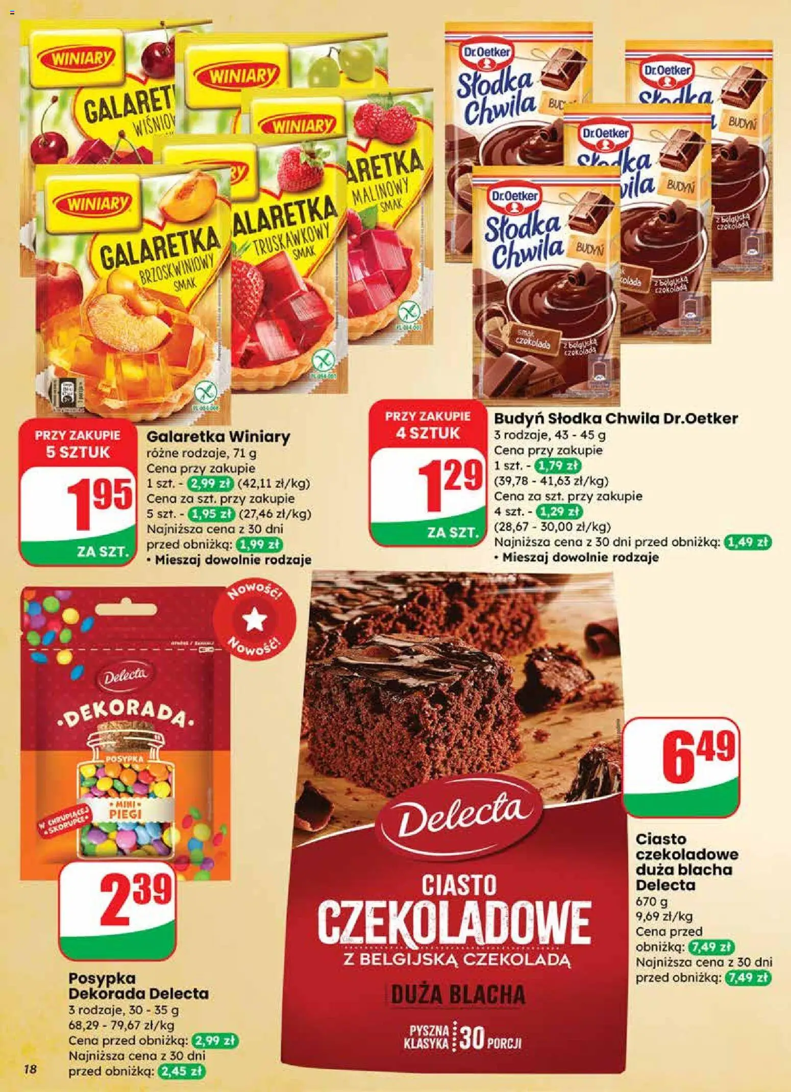 Dino Gazetka od 19.11.2025 | Strona: 18 | Produkty: Galaretka, Ciasto, Ciasto czekoladowe, Czekolada