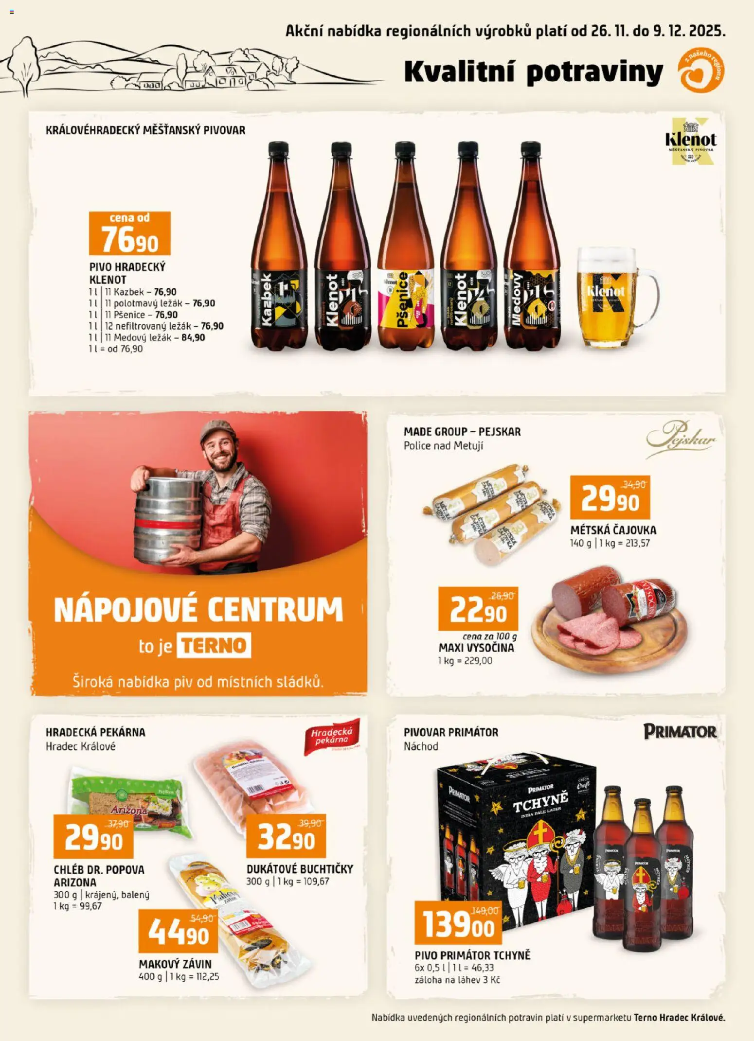 Terno leták - Hradec Králové od 26.11.2025 | Strana: 16 | Produkty: Makový závin, Pivo, Vysočina, Potraviny
