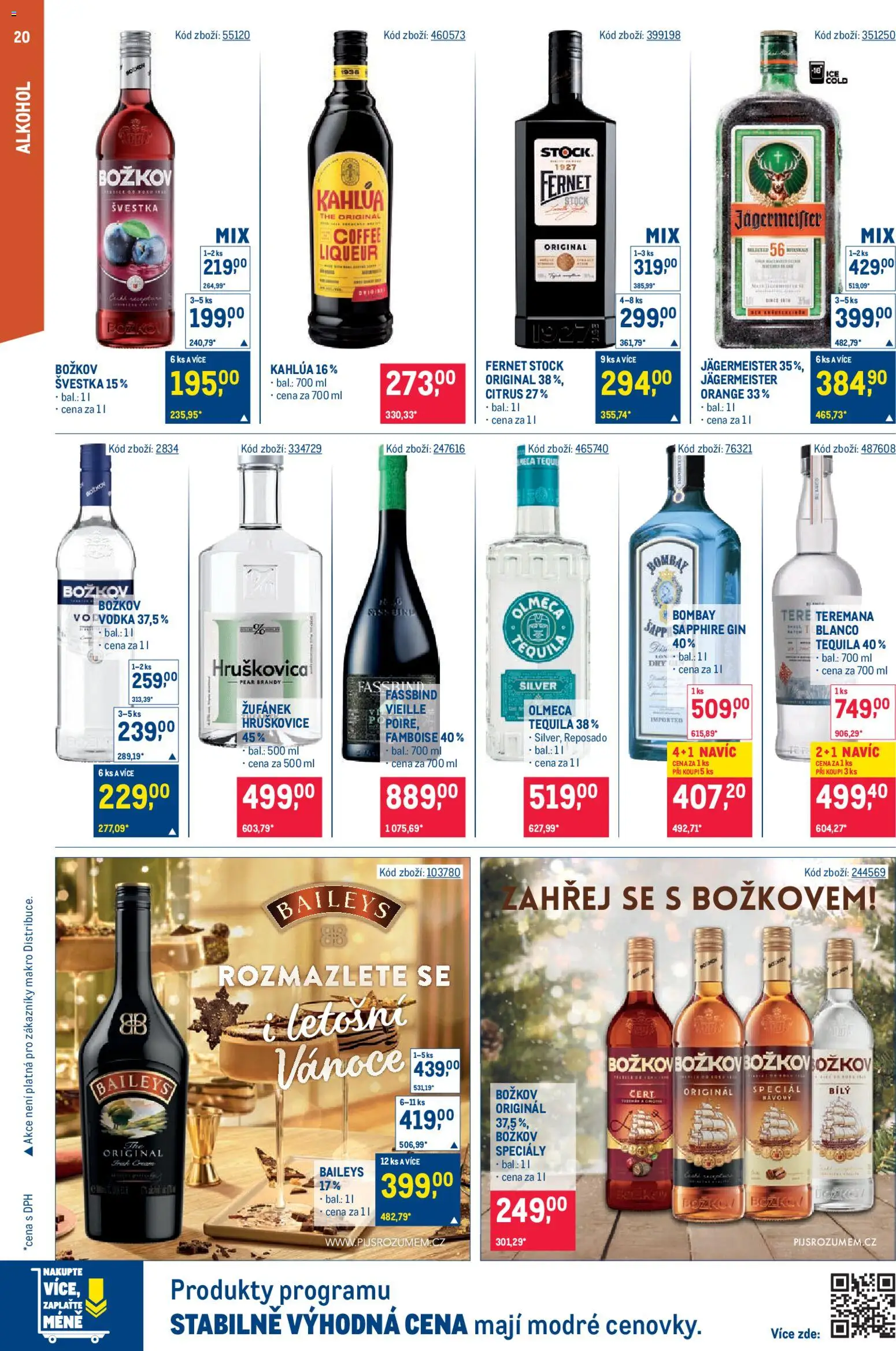 Makro leták - Gastronomie od 05.11.2025 | Strana: 20 | Produkty: Kahlua, Vodka, Fernet, Baileys