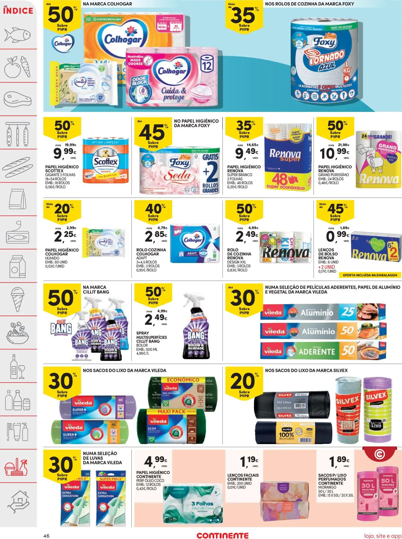 Continente folheto │ válido de 06.01.2026 | Página: 46 | Produtos: Papel higiénico, Papel de alumínio, Cillit bang bolor, Óleo