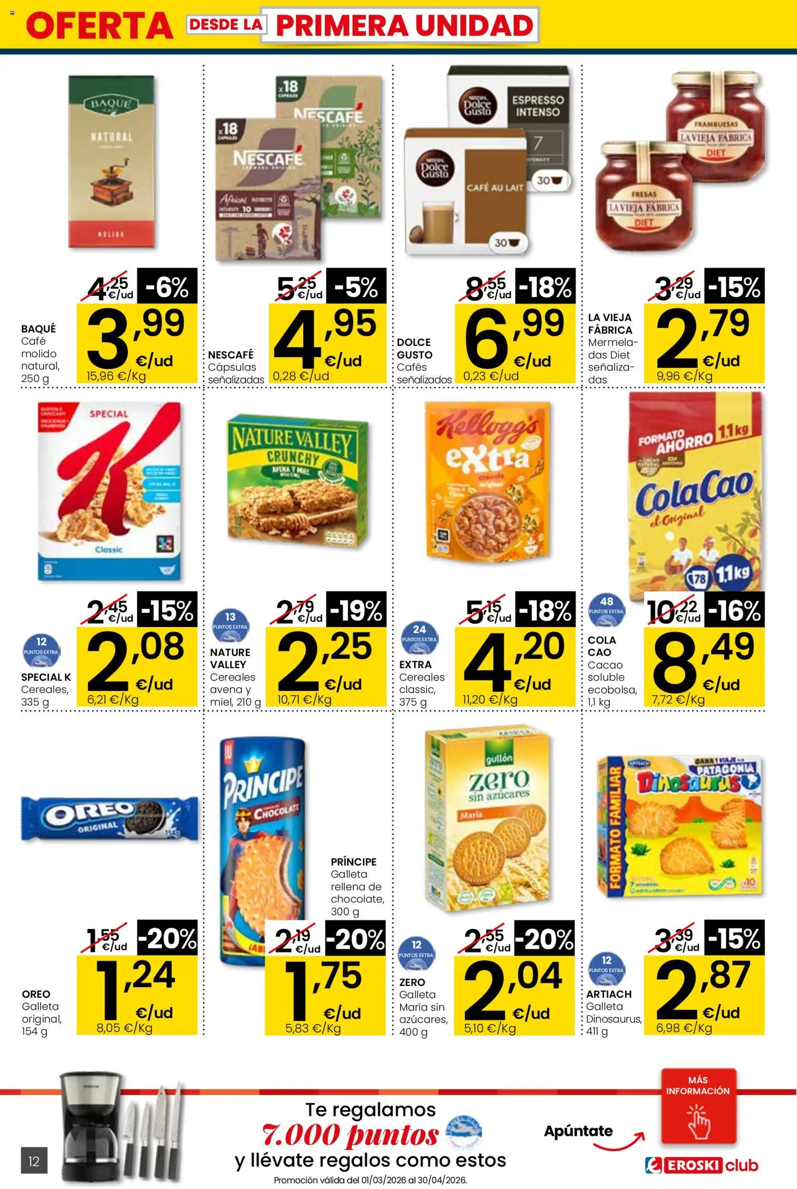 Eroski - Quieres ahorrar conmigo City │ válido desde el 26.03.2026 | Página: 12 | Productos: Fresas, Cereales, Cama, Φρυγανιές σικάλεως