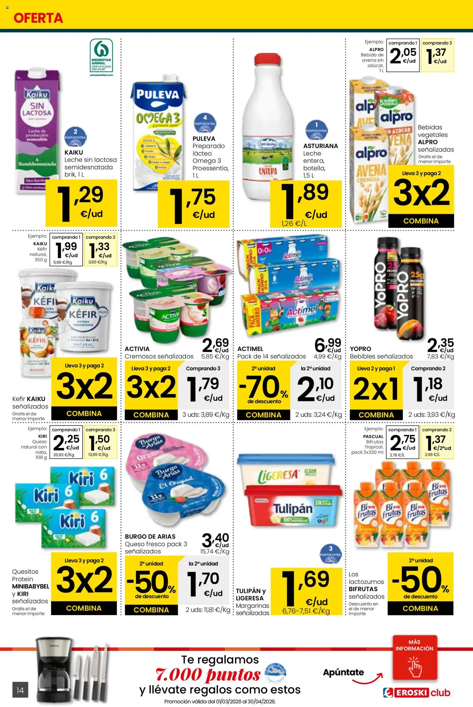 Eroski - Viste tu cesta de primavera Center │ válido desde el 12.03.2026 | Página: 14 | Productos: Δοχείο φοντί, Leche, Queso, Té