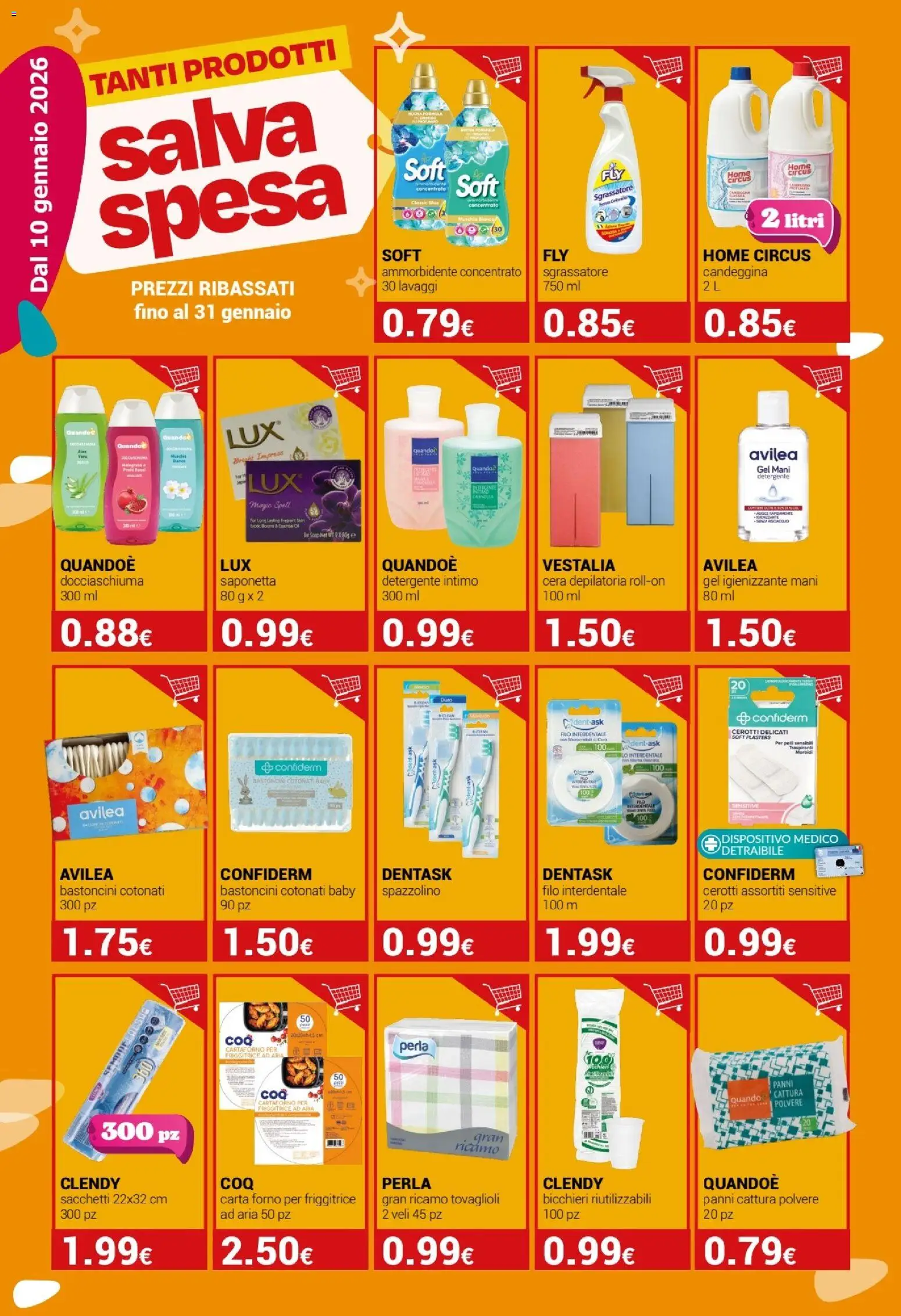 Volantino Tigotà del 10.01.2026 | Pagina: 6 | Prodotti: Spazzolino, Ammorbidente, Cera depilatoria, Carta forno