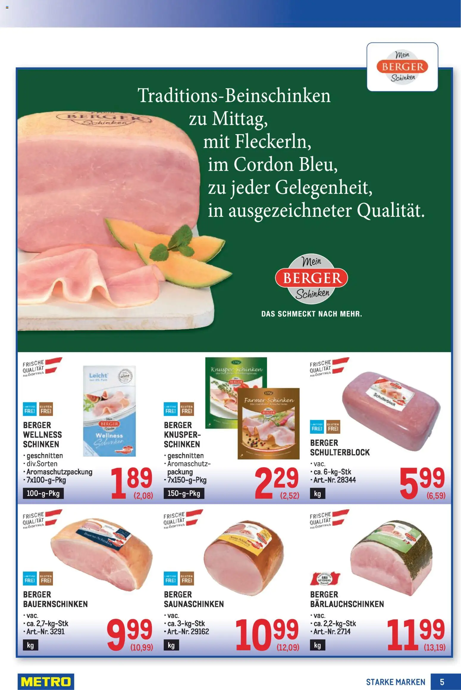 Metro angebote Starke Marken gültig ab 02.04.2026 | Seite: 5 | Produkte: Schinken