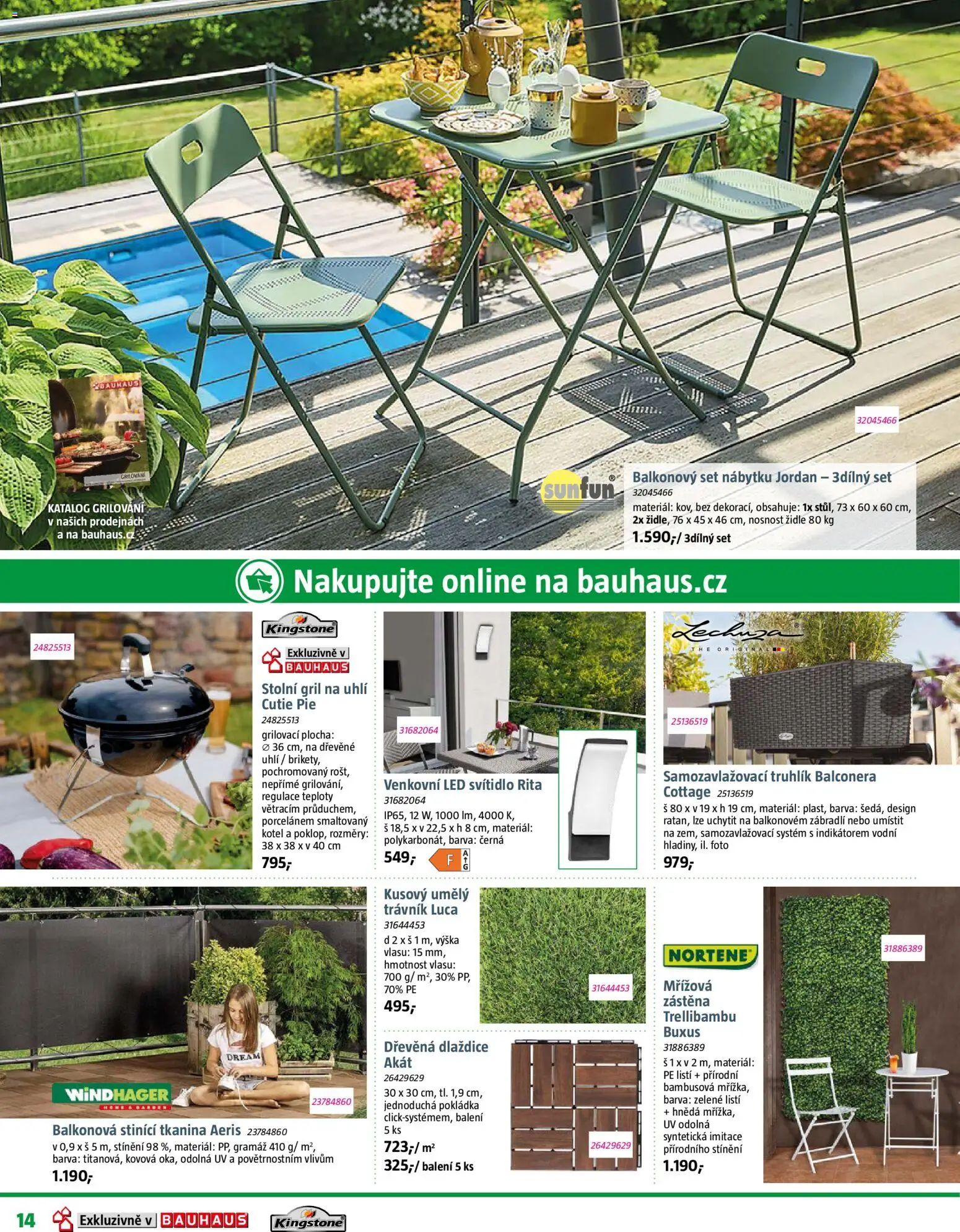 Bauhaus katalog Zahradní centrum od 06.03.2026 | Strana: 14 | Produkty: Grilování, Dřevěné uhlí, Stolní gril, Samozavlažovací truhlík