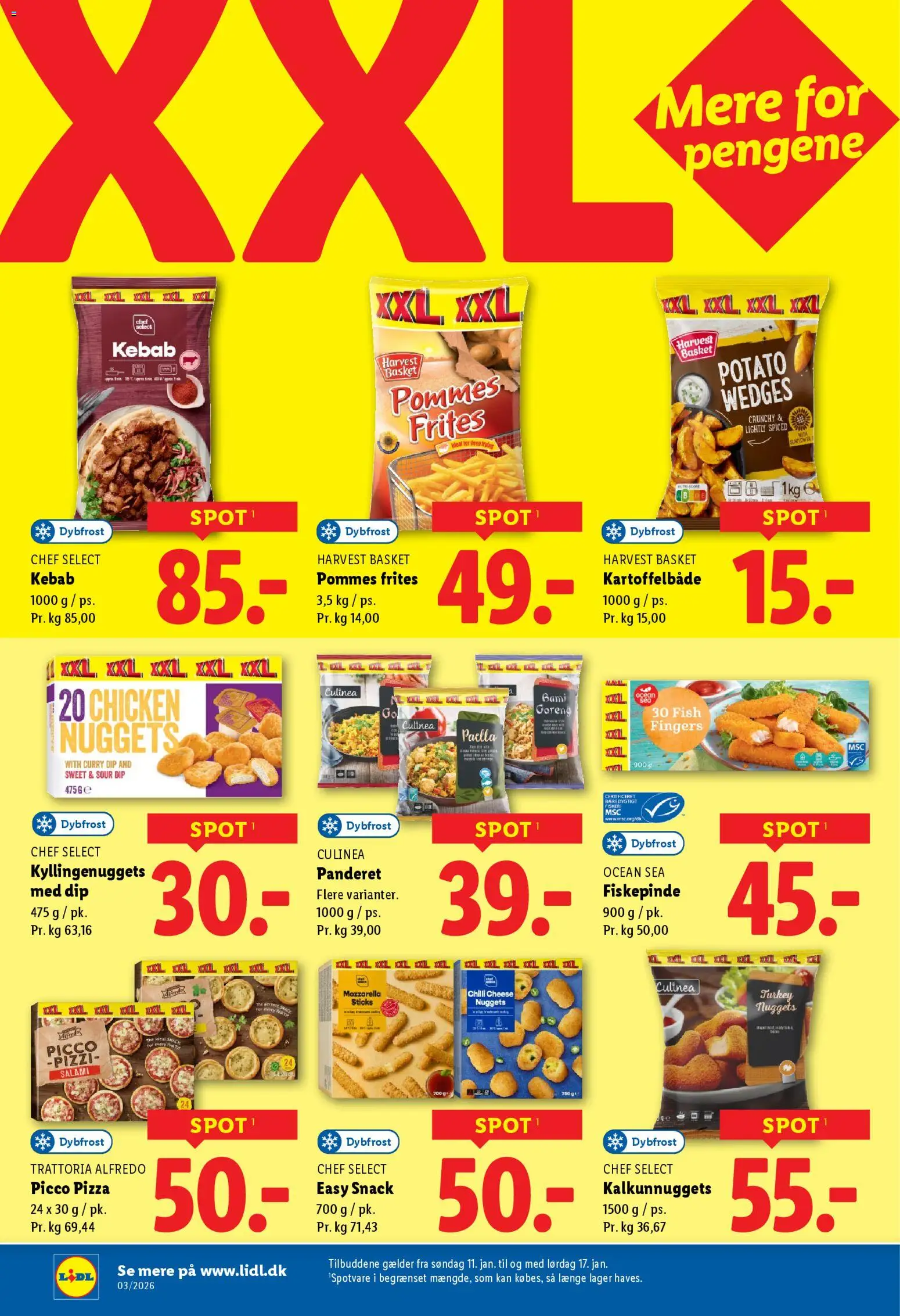 Lidl tilbudsavis – gyldig fra 11.01.2026 | Side: 24 | Produkter: Pommes frites, Nuggets, Kebab, Mozzarella