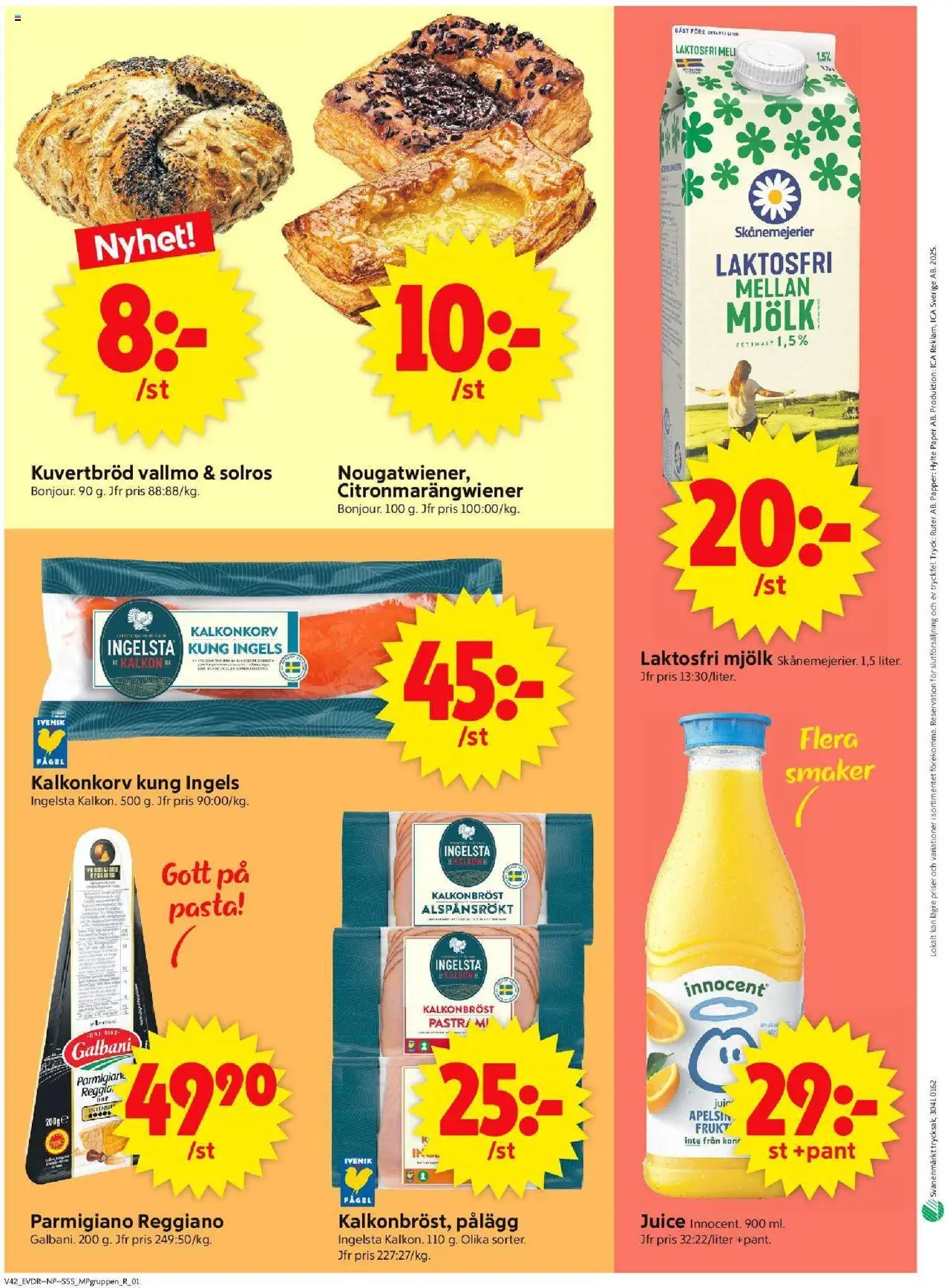 ICA Supermarket reklamblad aktuell från 13.10.2025 | Sida: 10 | Produkter: Mjölk, Papper, Pasta, Apelsin