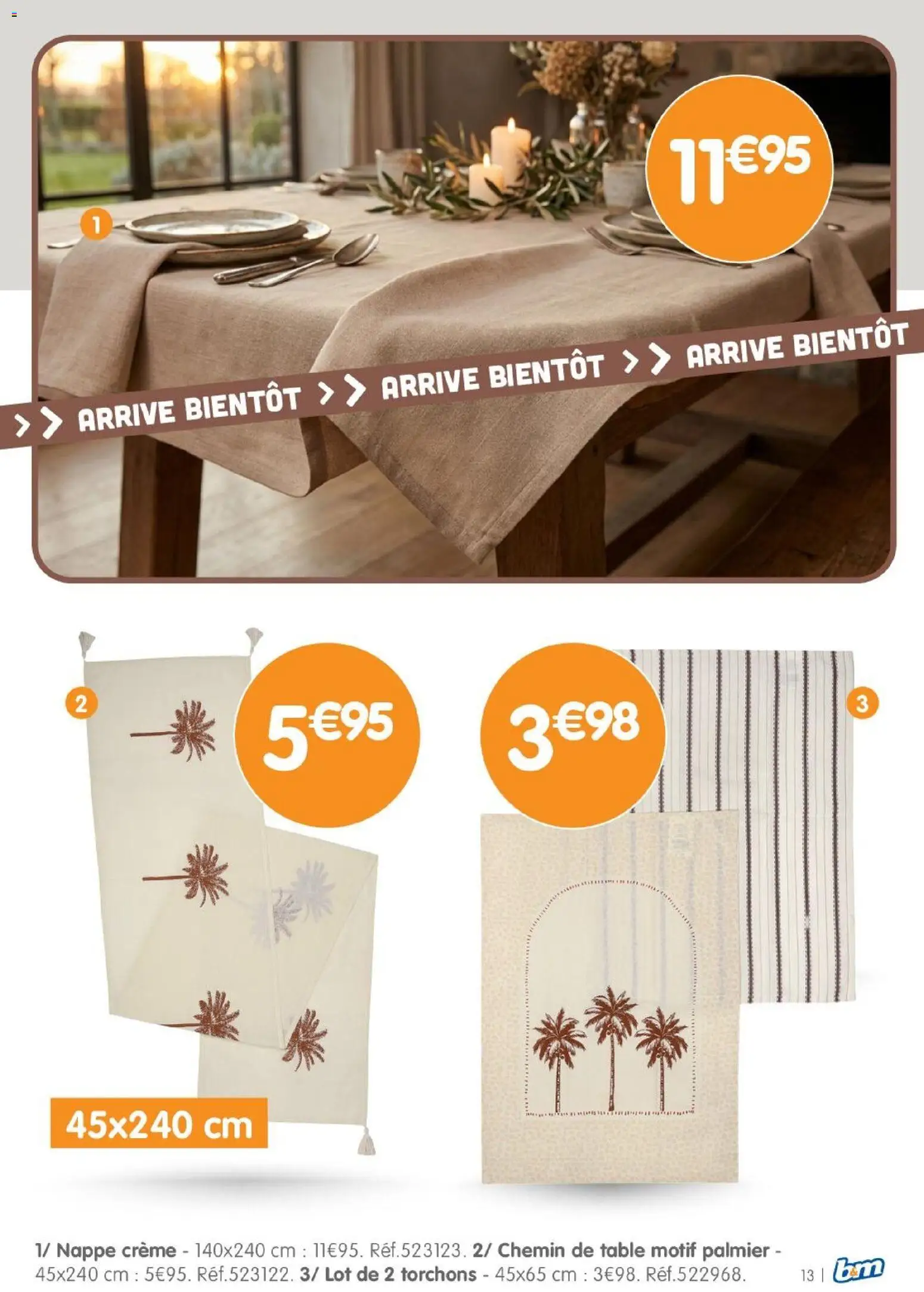 {H1} | Page: 13 | Produits: Table, Palmier, Nappe, Crème