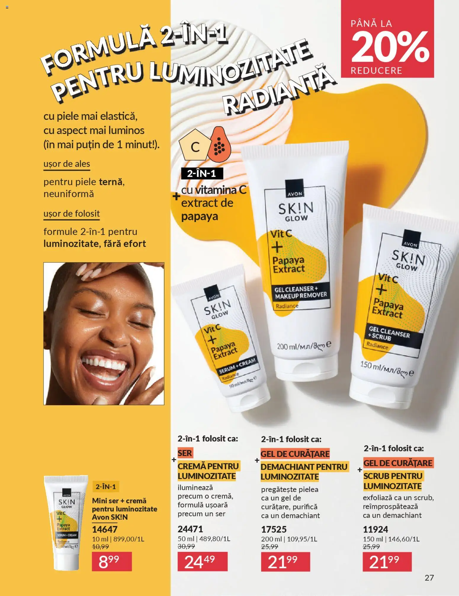 Noul catalog Avon – valabil de la 01.01.2026 | Pagină: 29 | Produse: Gel de curățare, Scrub, Cremă, Boncuklu Oyuncakları