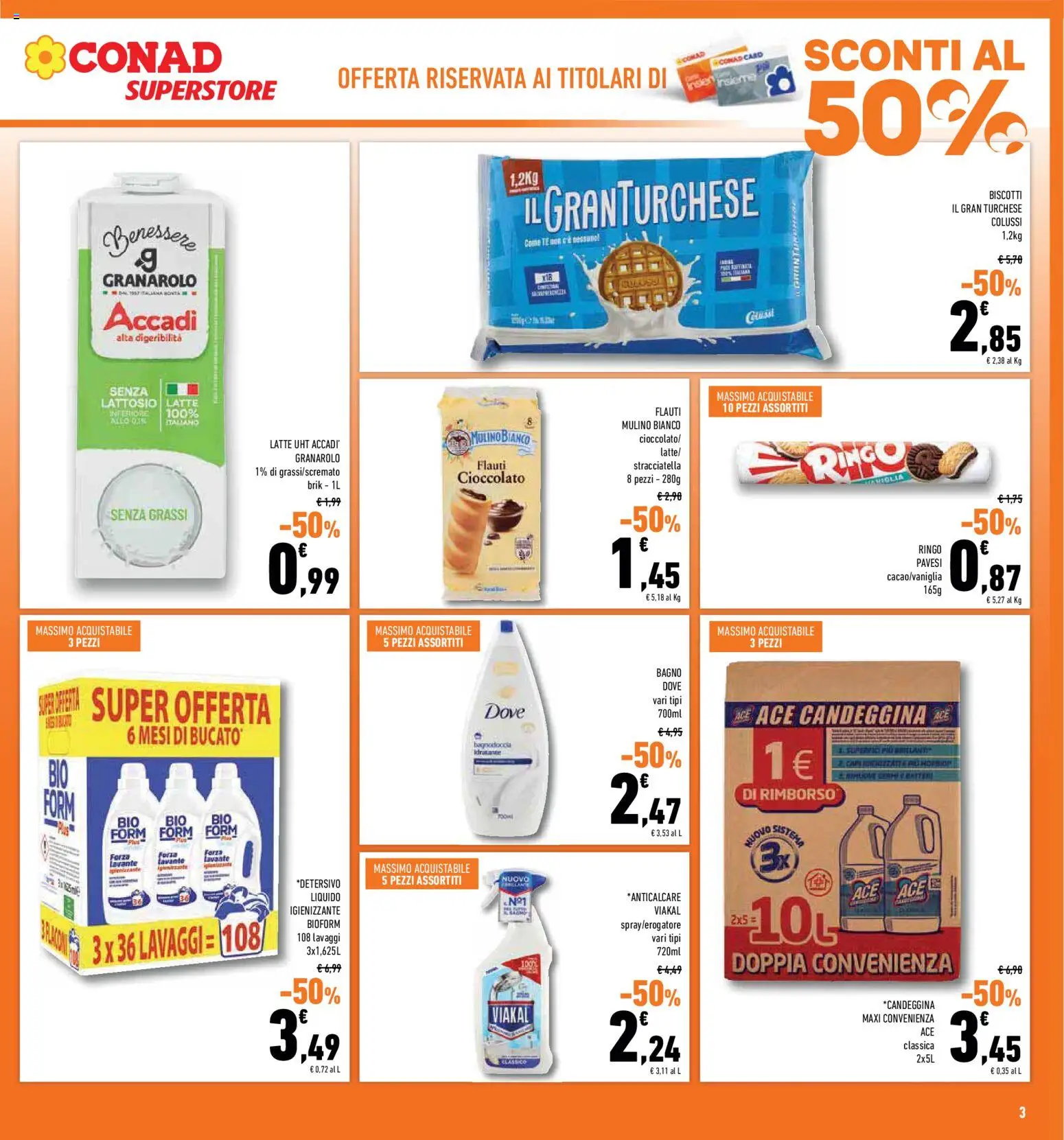 Volantino Conad del 08.04.2026 | Pagina: 3 | Prodotti: Cioccolato, Candeggina, Stracciatella, Bagno