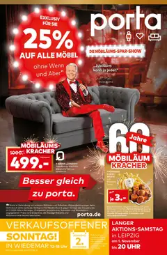 Porta! Möbiläums-Spar-Show mit Guido Cantz und 25% auf ALLE Möbel - Leipzig ab 27.10.2025 gültig