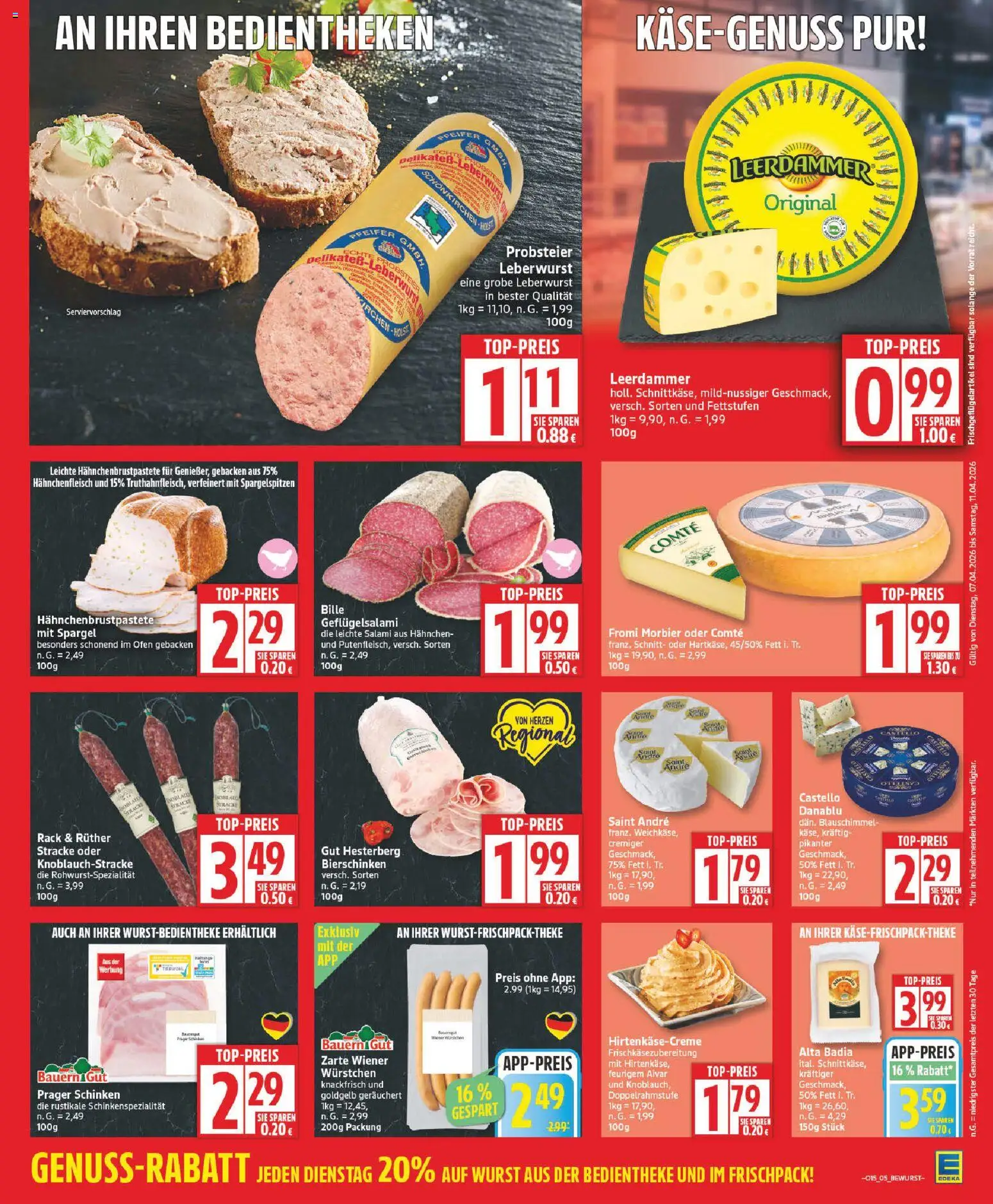 Edeka Prospekt 	 – gültig ab 07.04.2026 | Seite: 5 | Produkte: Spargel, Leerdammer, Wurst, Salami