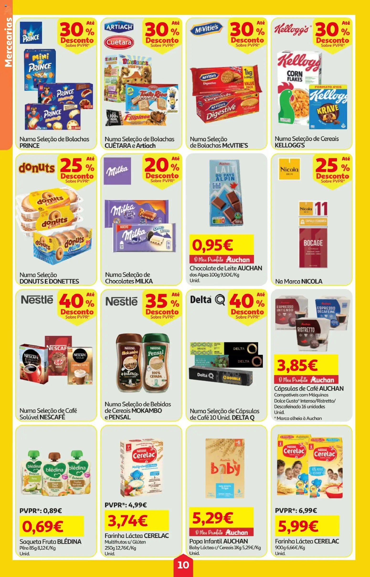 Minipreço folheto │ válido de 09.04.2026 | Página: 10 | Produtos: Farinha láctea, Delta q, Nestlé, Chocolate
