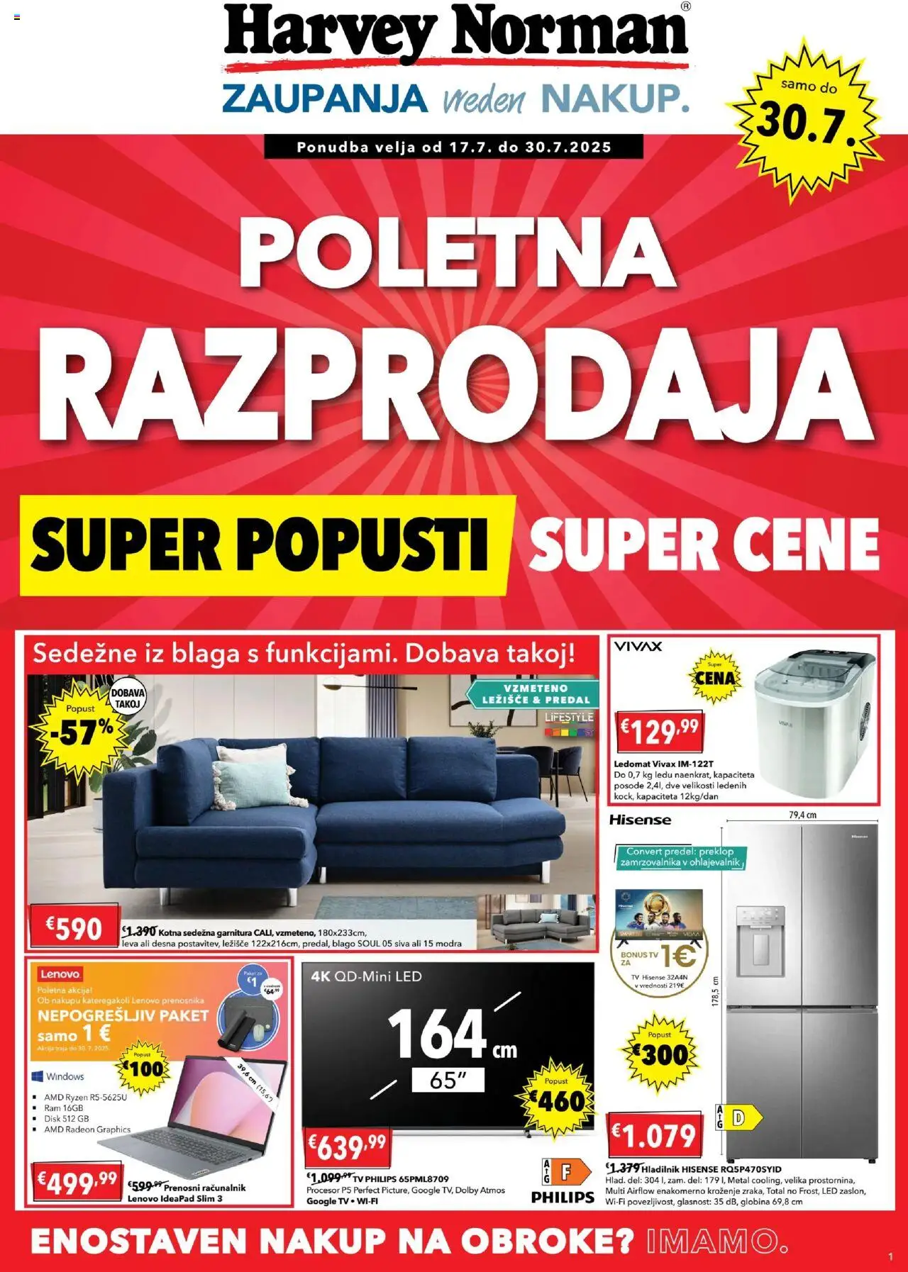 Harvey Norman katalog │ velja od 17.07.2025 | Stran: 1 | Izdelki: Disk, Hladilnik, Ležišče, Ledomat