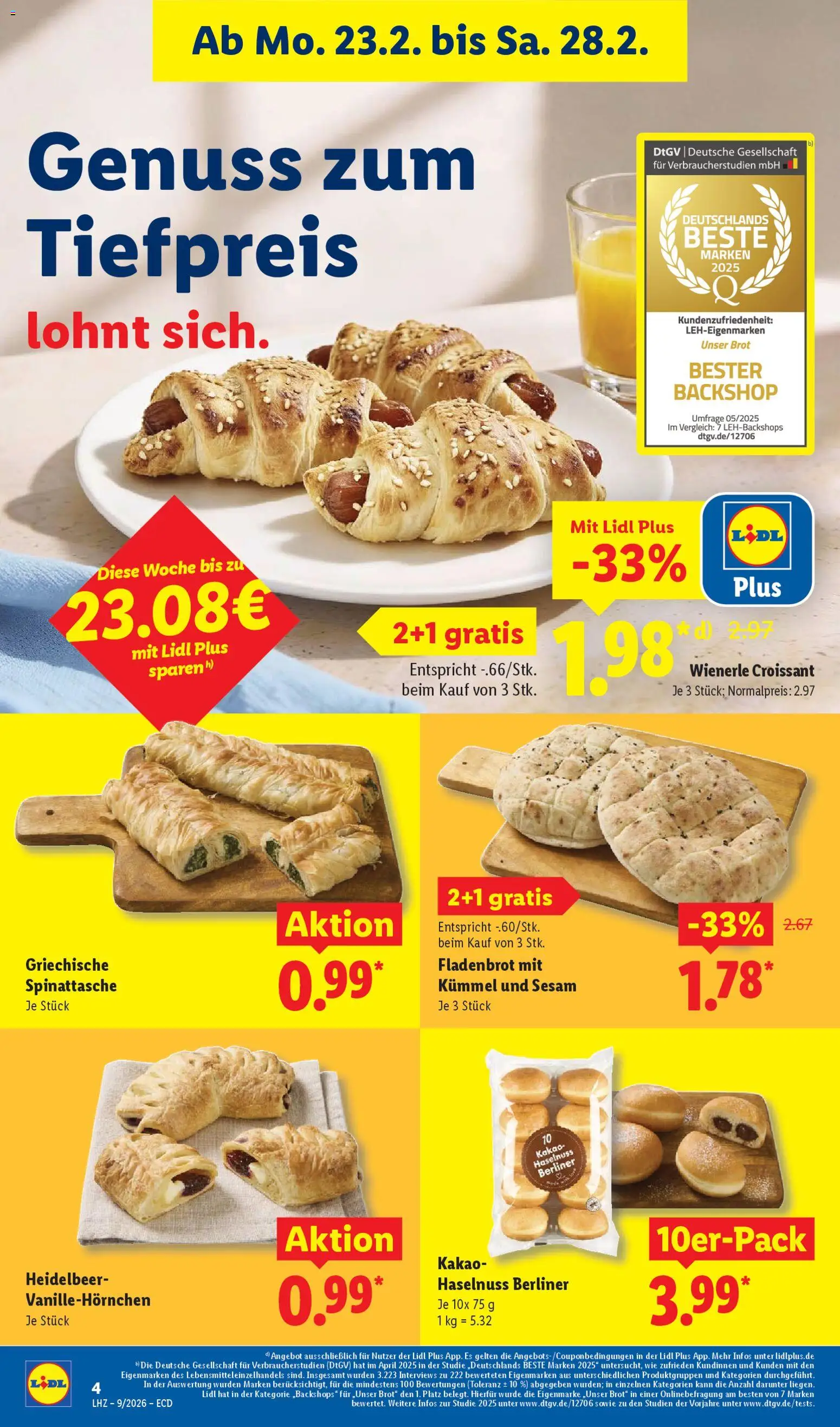Lidl Německo leták od 23.02.2026 | Strana: 10 | Produkty: Croissant, Kakao