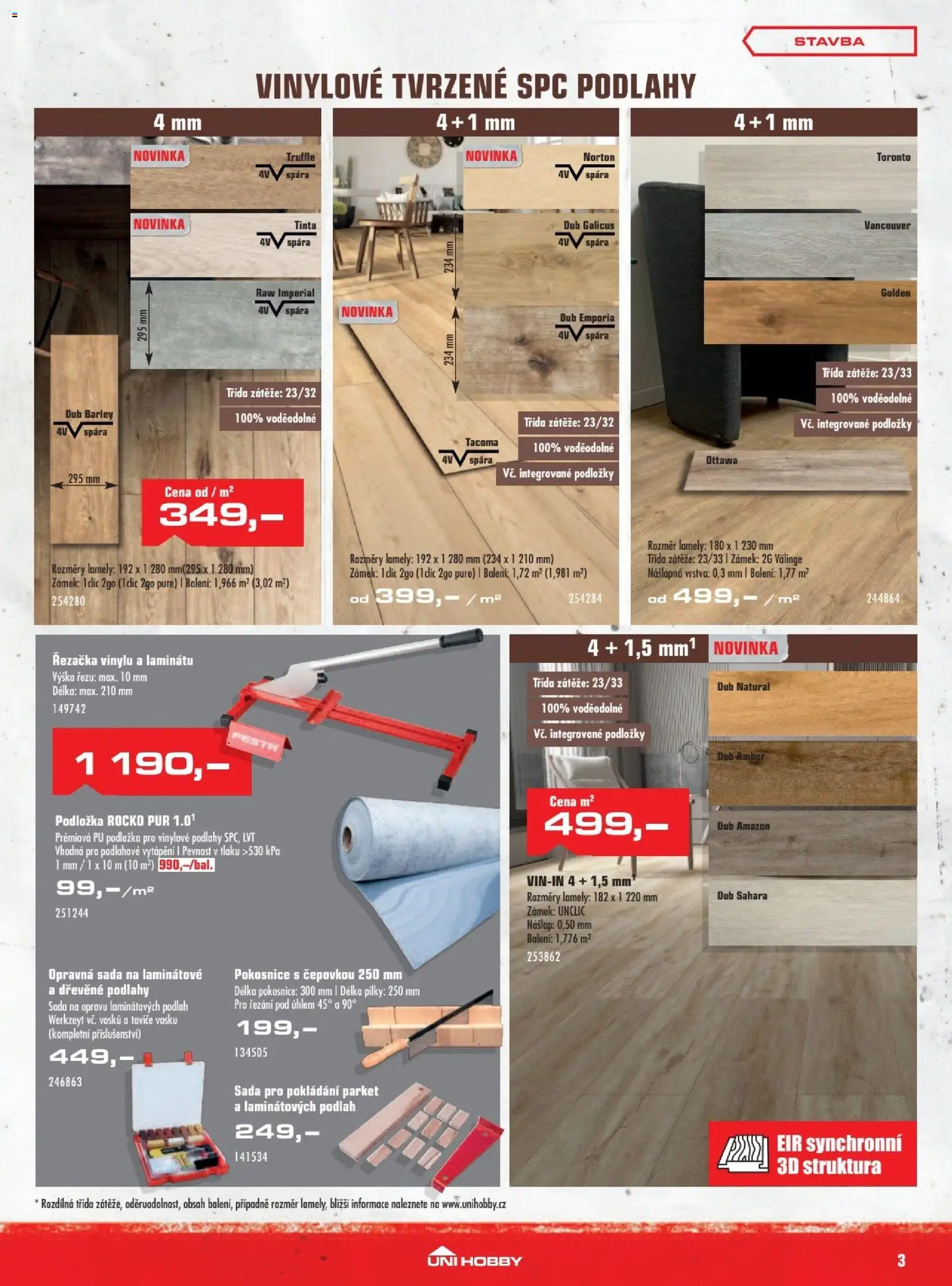 Uni Hobby leták od 29.01.2026 | Strana: 3 | Produkty: Vinylové podlahy, Řezačka, Lavice