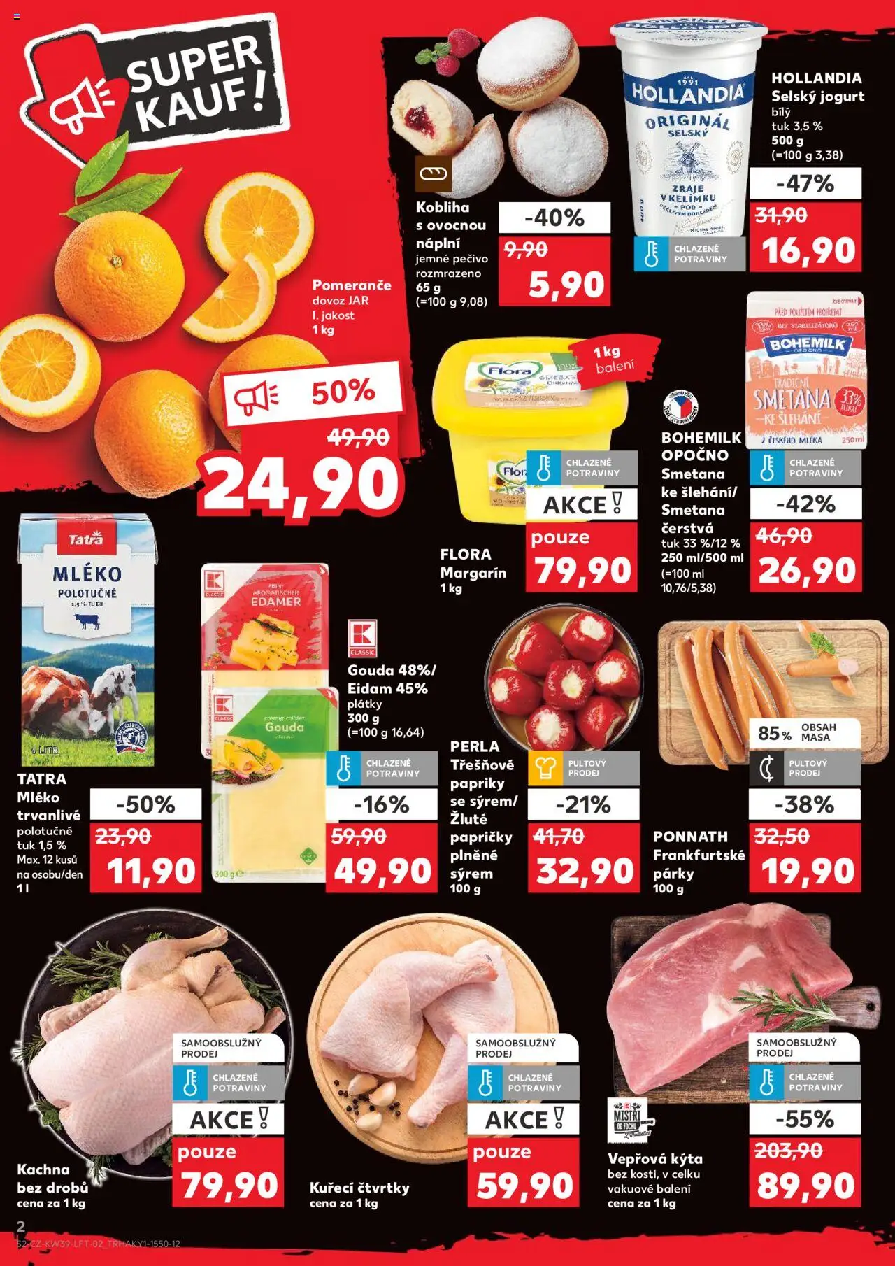 Kaufland leták od 24.09.2025 | Strana: 2 | Produkty: Mléko polotučné, Potraviny, Margarín, Jar