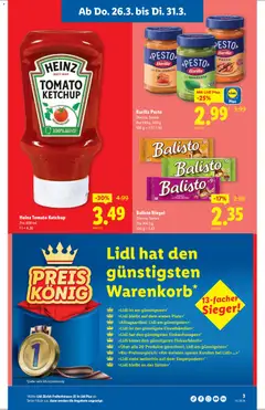 Lidl Aktionen Neueröffnung Zürich ab 26.03.2026 gültig | Seite: 3 | Produkte: Barilla, Ketchup