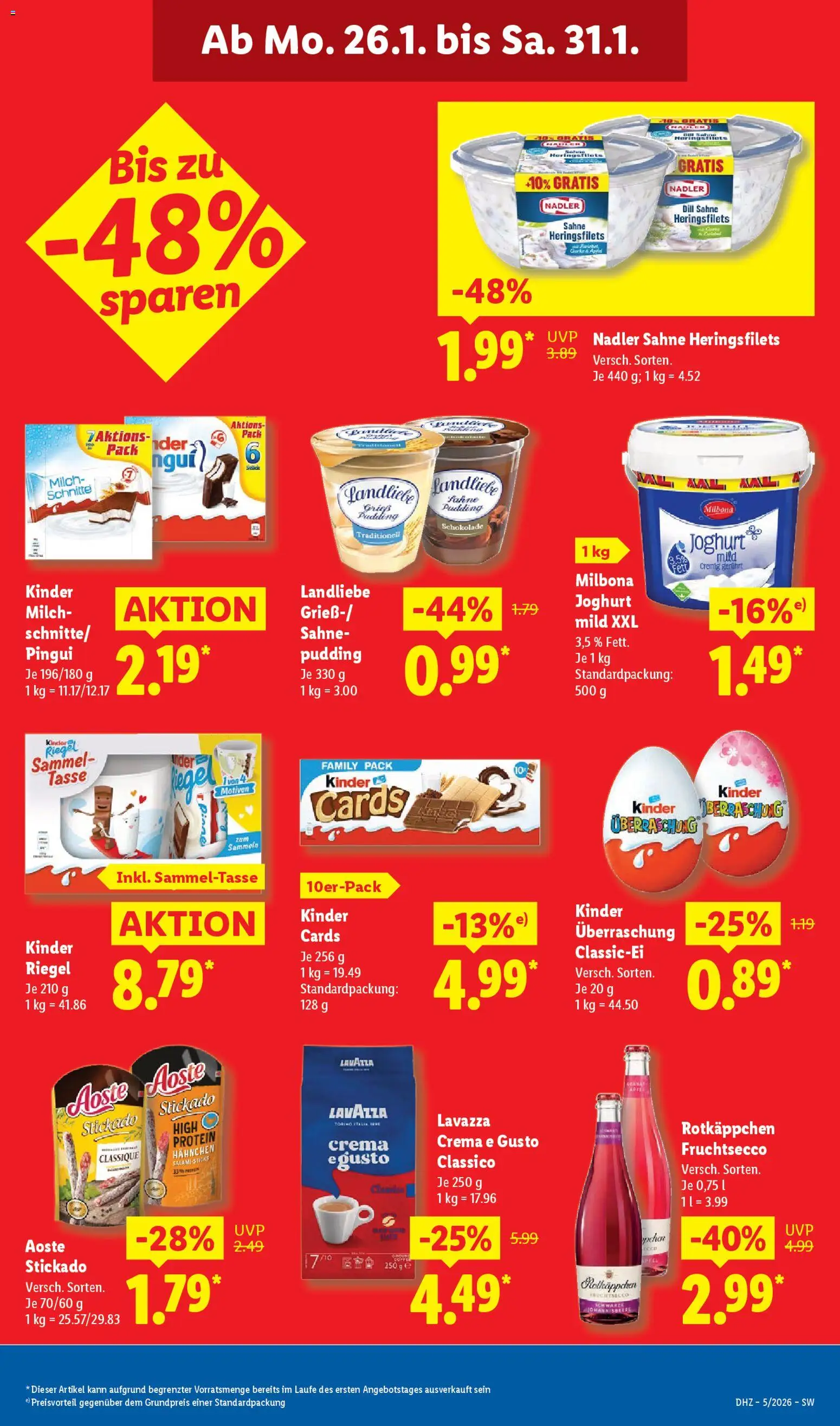 Lidl Prospekt Gundelsheim – gültig ab 26.01.2026 | Seite: 17 | Produkte: Milch, Schokolade, Fruchtsecco, Rotkäppchen