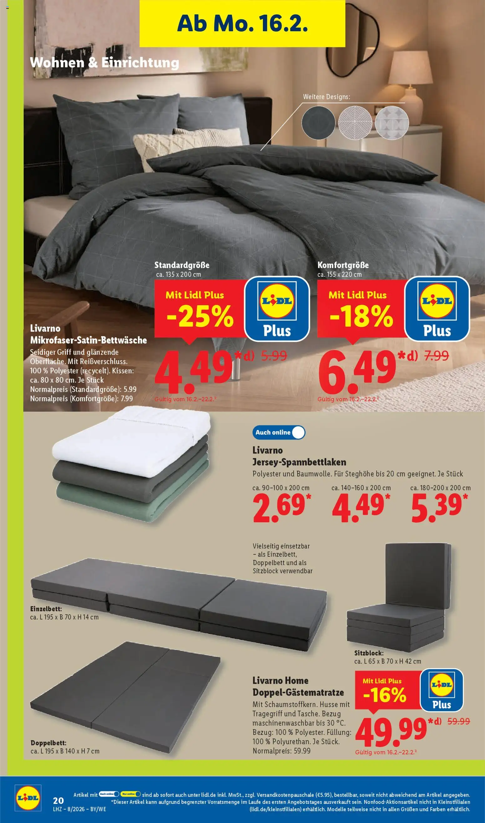 Lidl Prospekt München – gültig ab 16.02.2026 | Seite: 38 | Produkte: Kissen, Einzelbett, Doppelbett