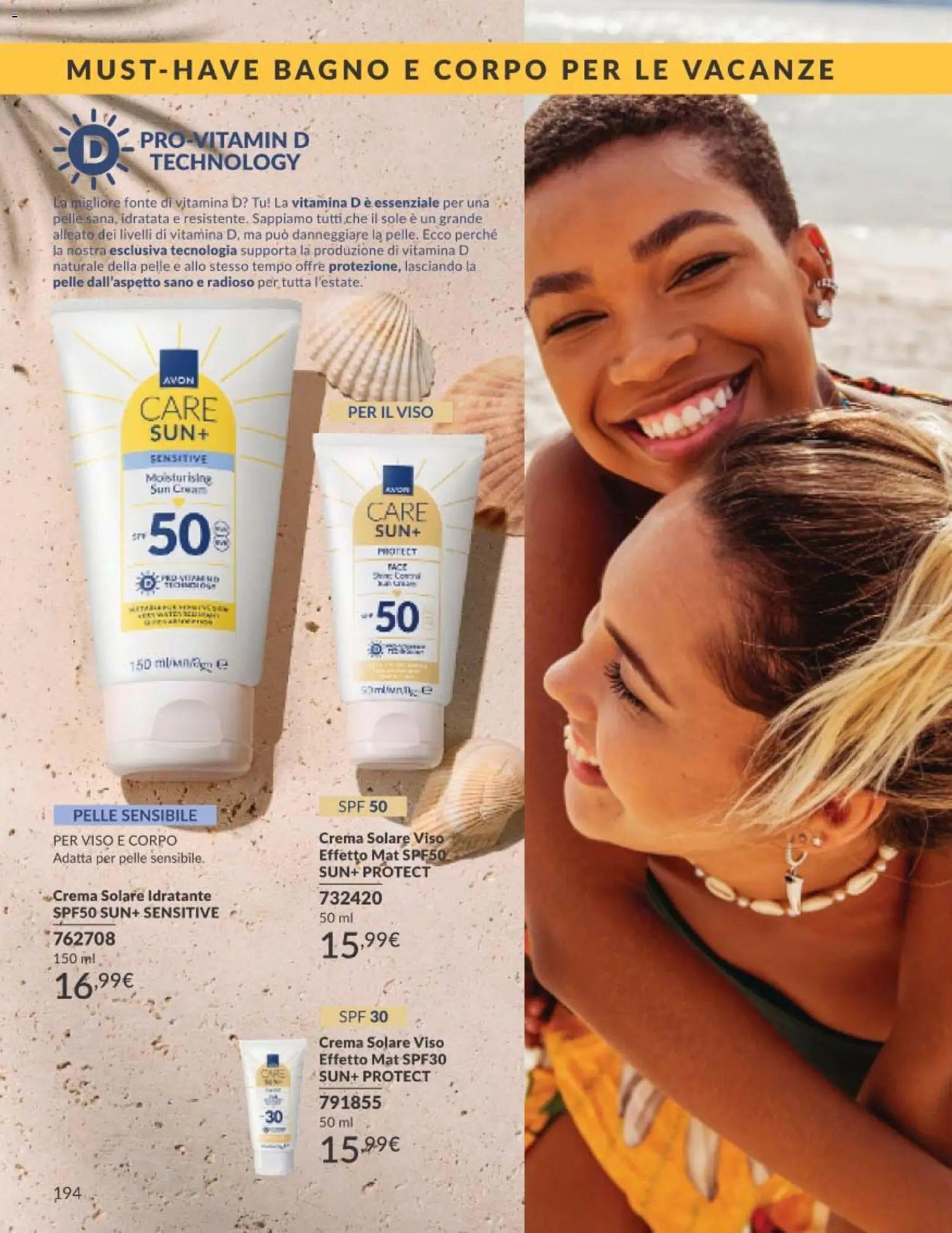 Volantino Avon del 01.05.2026 | Pagina: 194 | Prodotti: Crema, Crema solare, Bagno