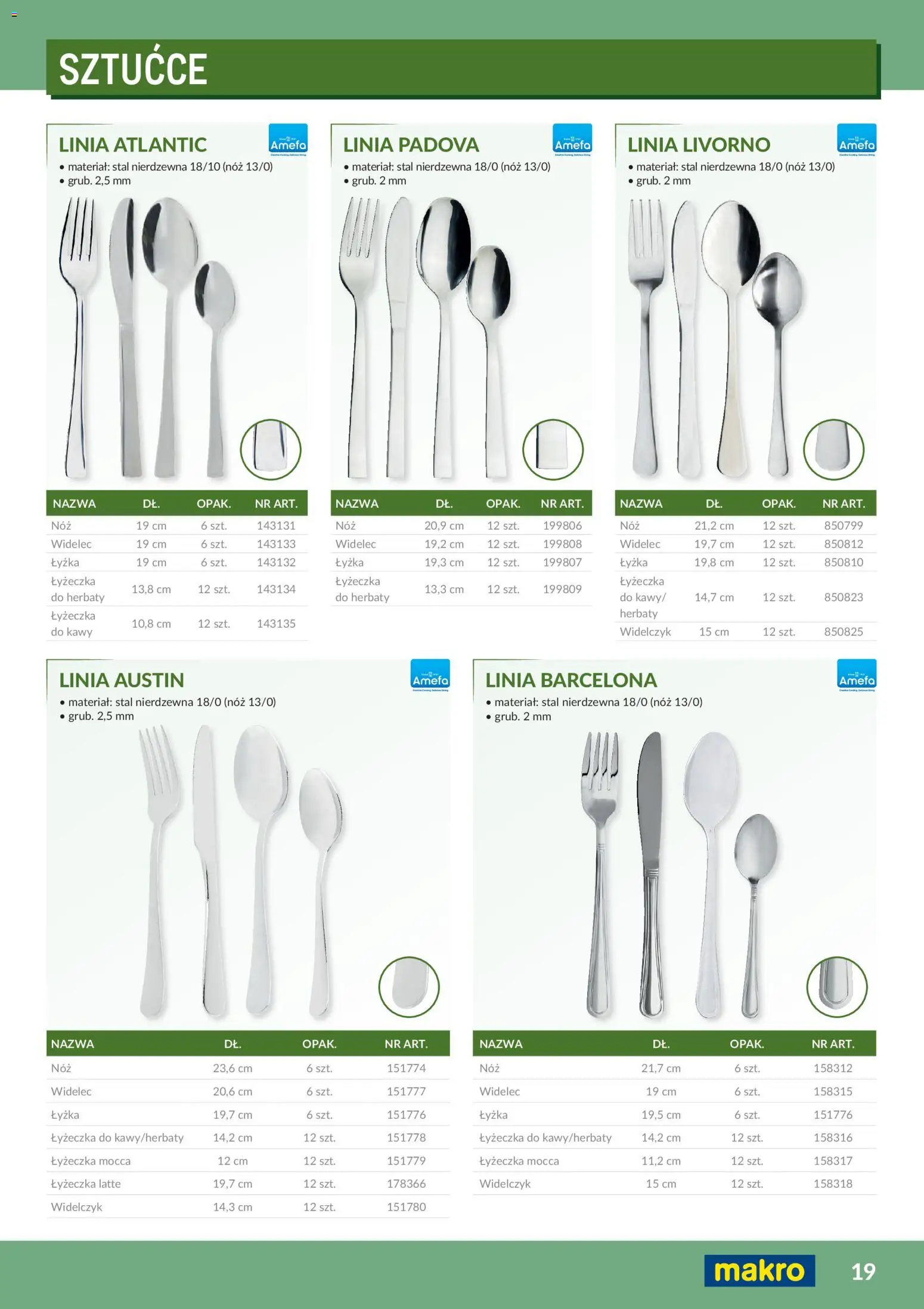 Makro Gazetka - Profesjonalna Gastronomia od 01.02.2026 | Strona: 19 | Produkty: Sztućce