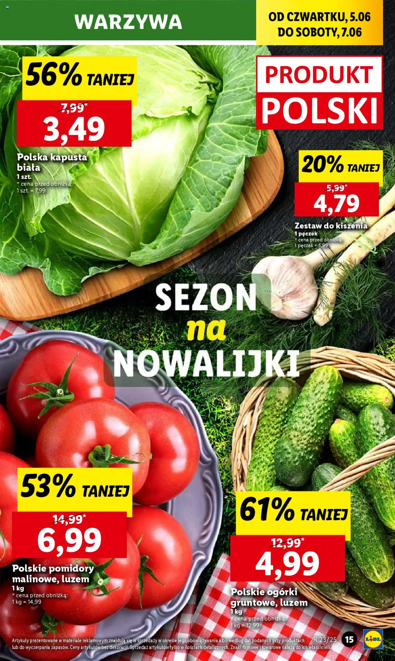 Lidl Gazetka od 05.06.2025 | Strona: 19 | Produkty: Kapusta, Pomidory, Ogórki, Warzywa