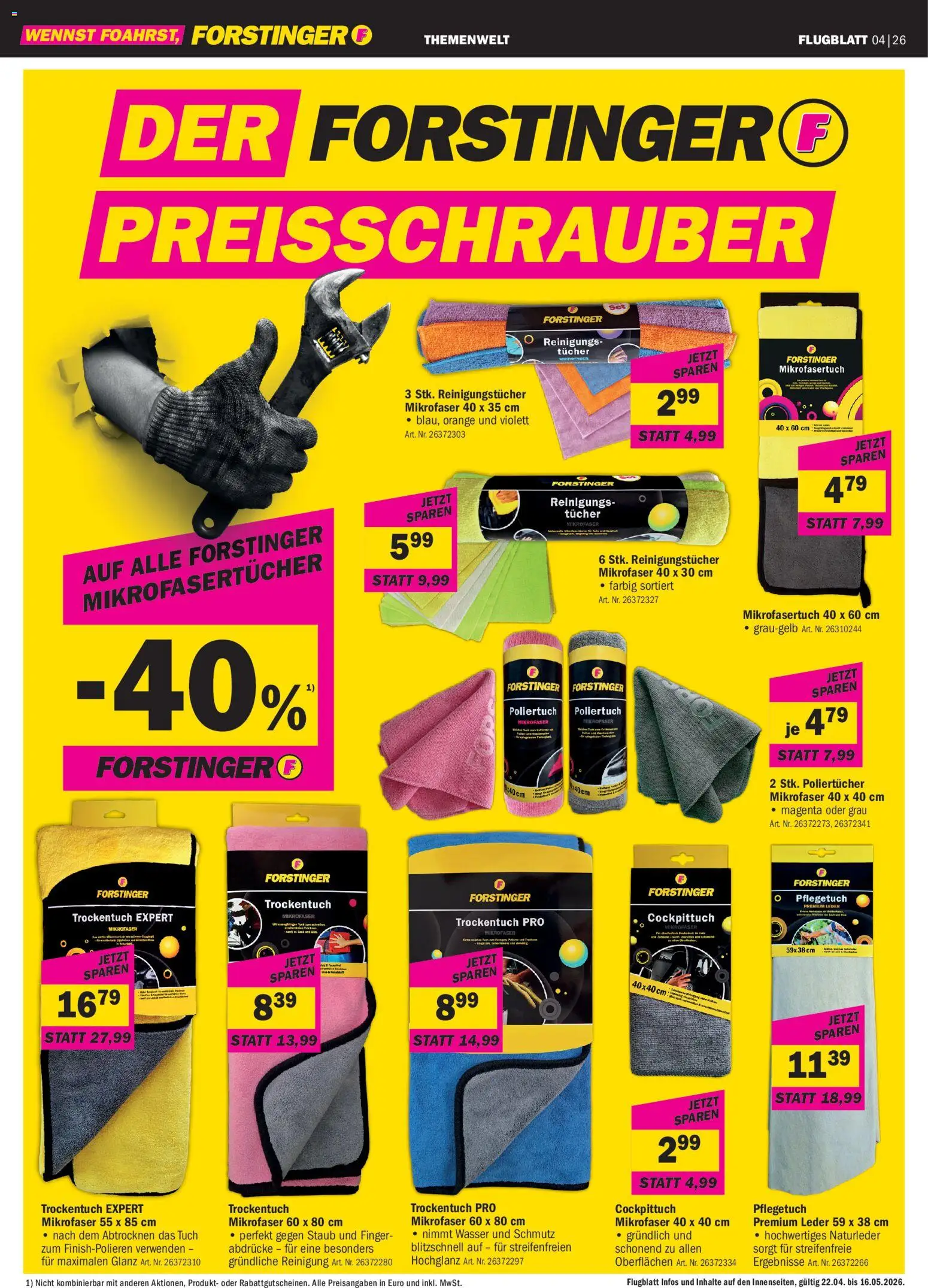 Forstinger Flugblatt gültig ab 22.04.2026 | Seite: 12 | Produkte: Wasser, Reinigungstücher
