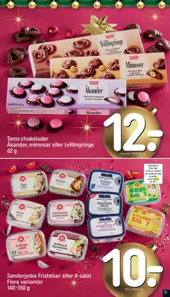Sønderjyske Fristelser eller K-salat, Flere varianter 140-150 g gyldig fra 14.12.2025 | Side: 13 | Produkter: Chokolade, Skinkesalat, Nougat, Asparges