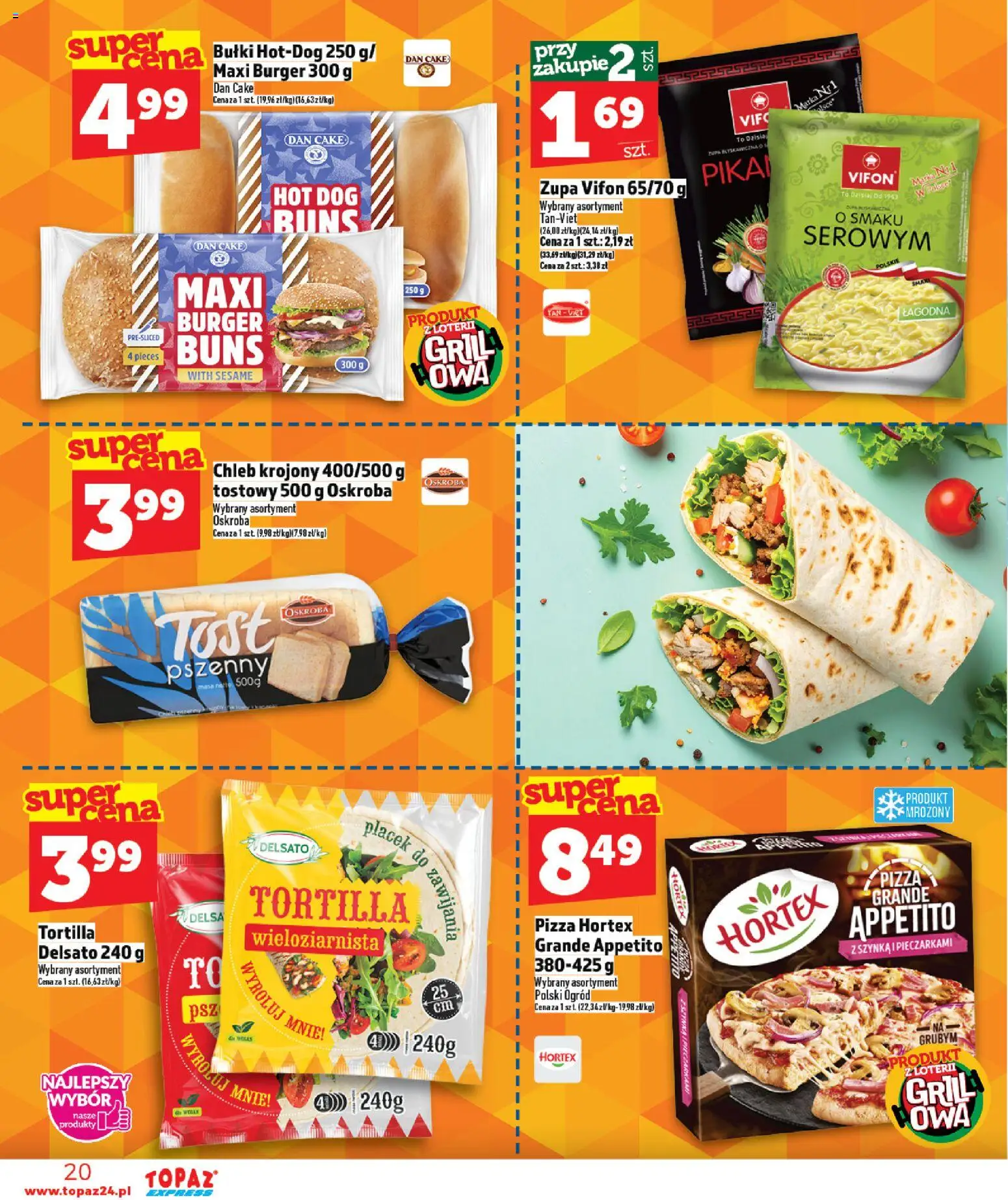 Topaz gazetka - Express od 30.04.2026 | Strona: 20 | Produkty: Grill, Chleb krojony, Szynka, Zupa