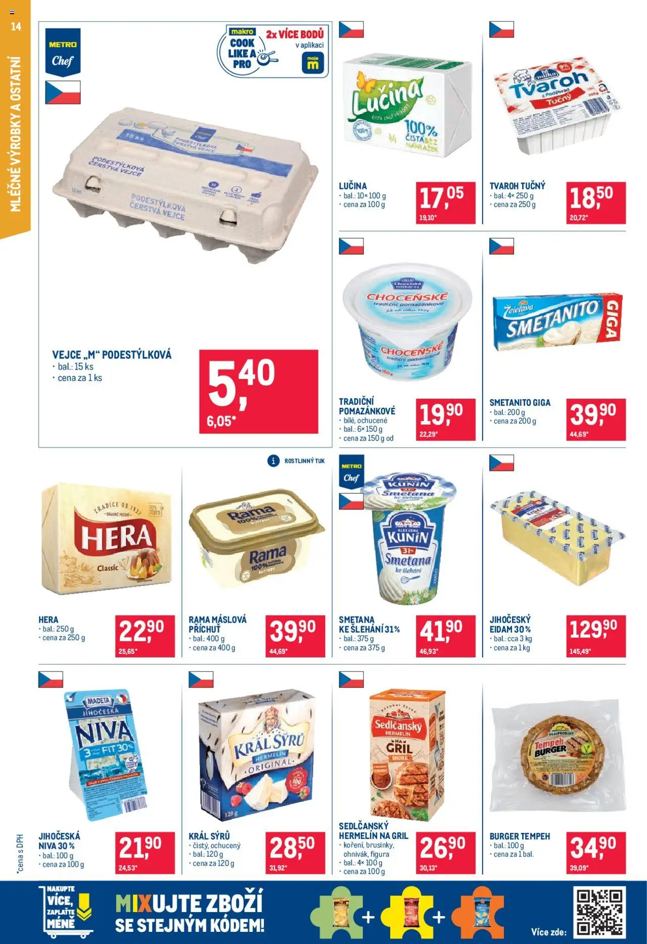 Makro leták - Pro milovníky jídla od 21.05.2025 | Strana: 14 | Produkty: Sedlčanský Hermelín, Lučina, Rama, Niva
