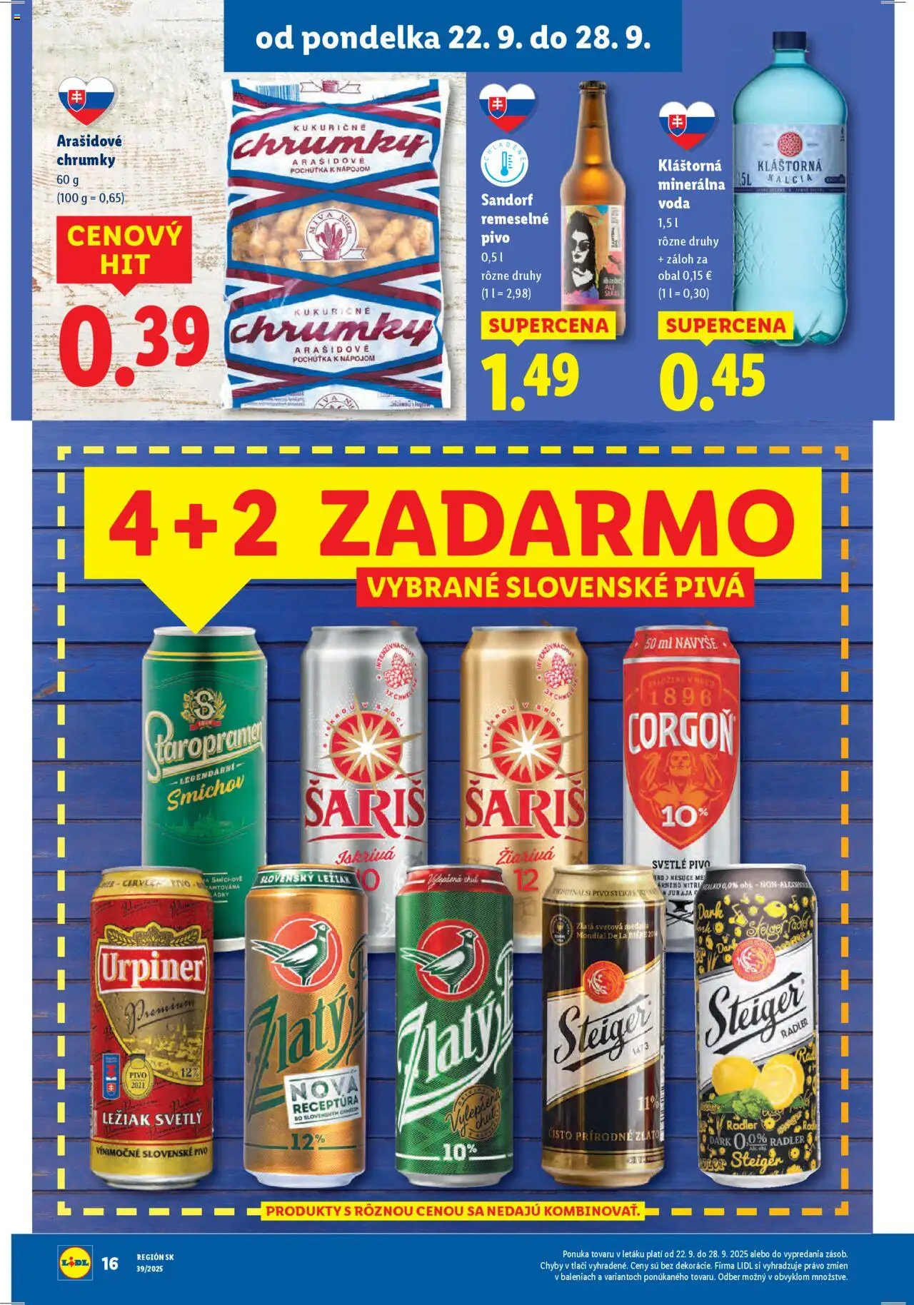 Nové Lidl akcie – leták je platný od 22.09.2025 | Strana: 22 | Produkty: Pivo, Staropramen, Steiger, Minerálna voda